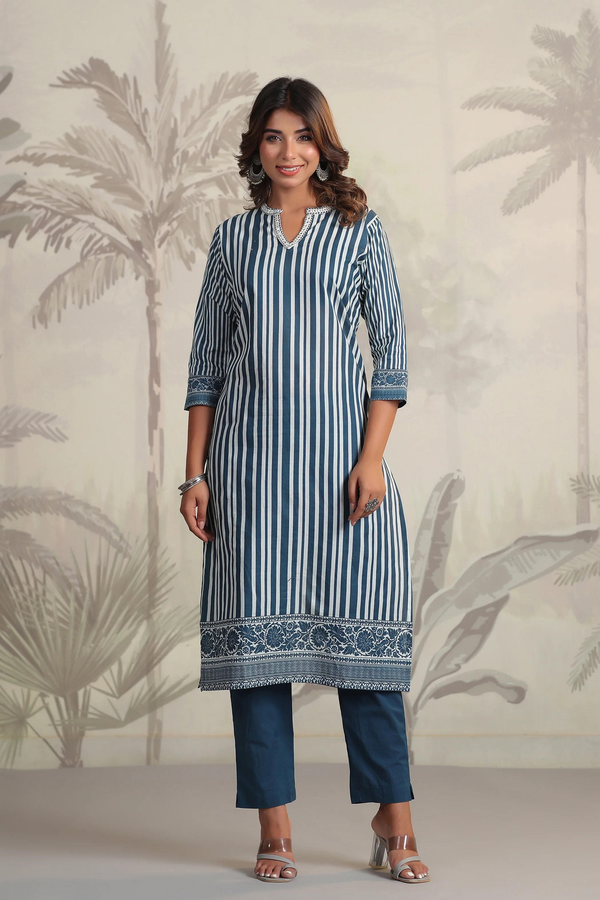 Yachi Blue Cotton Suit Set - Image 9