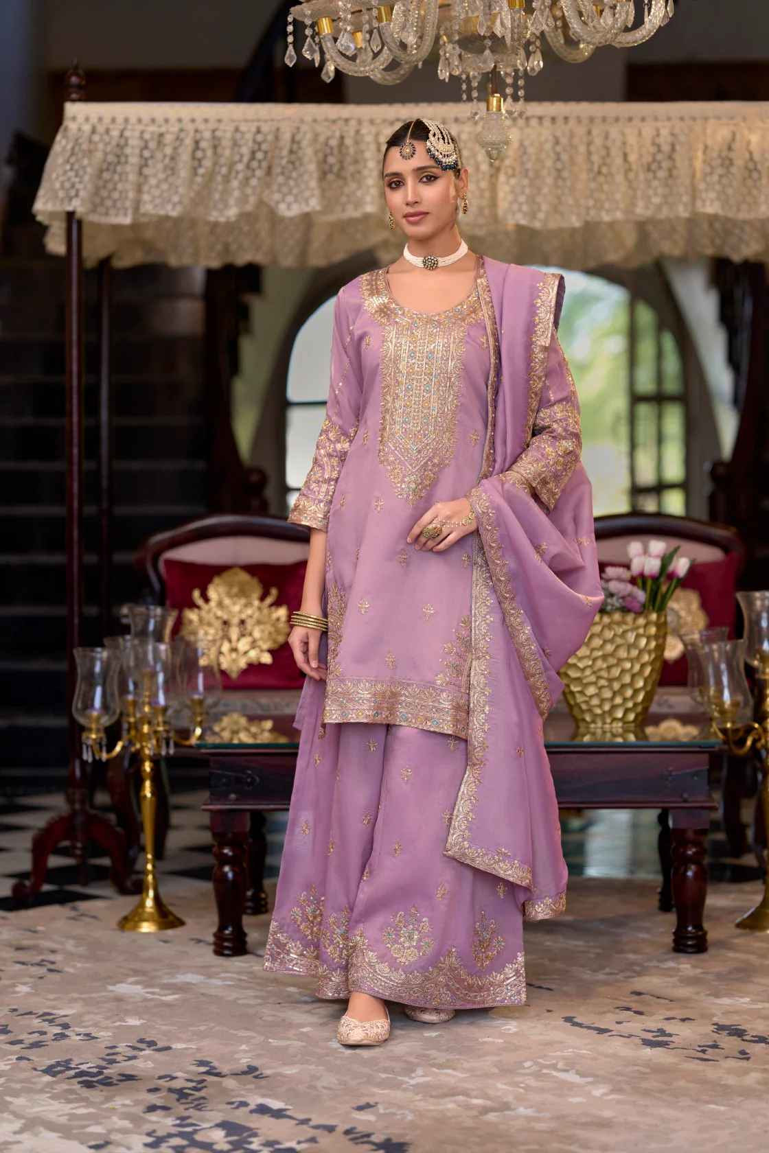 Garva Orchid Full Work Suit Set - Image 3