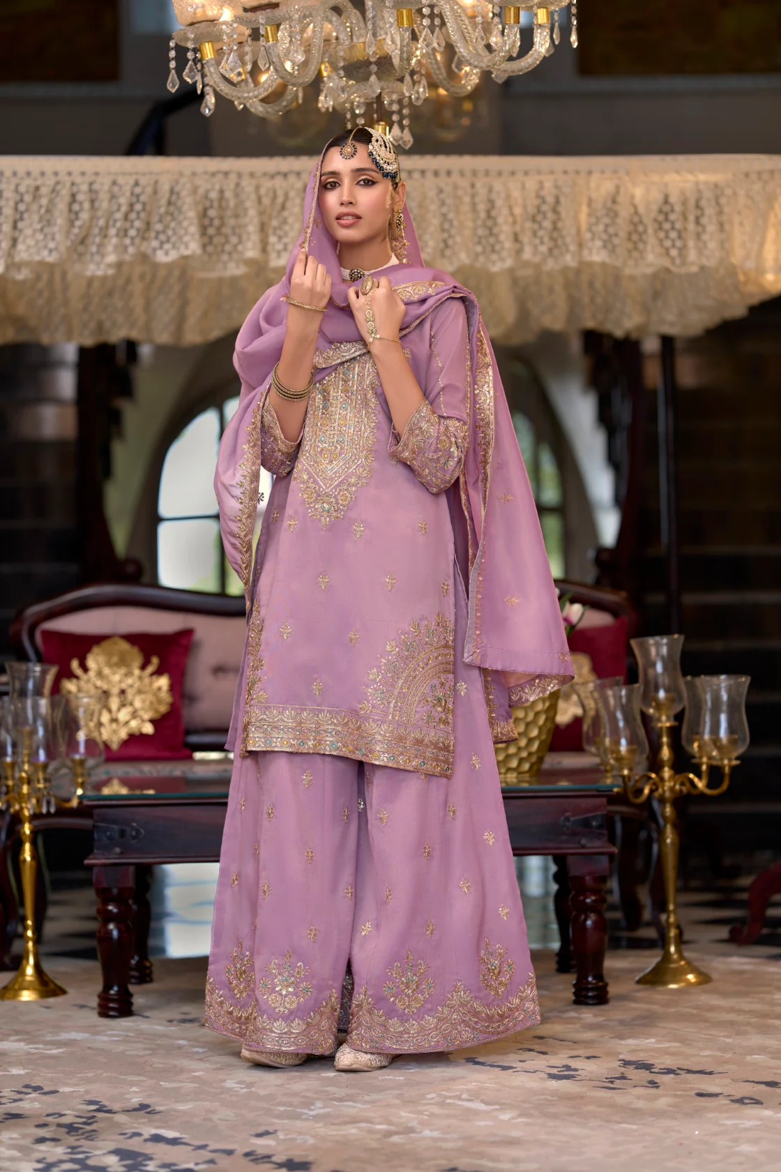 Garva Orchid Full Work Suit Set - Image 4