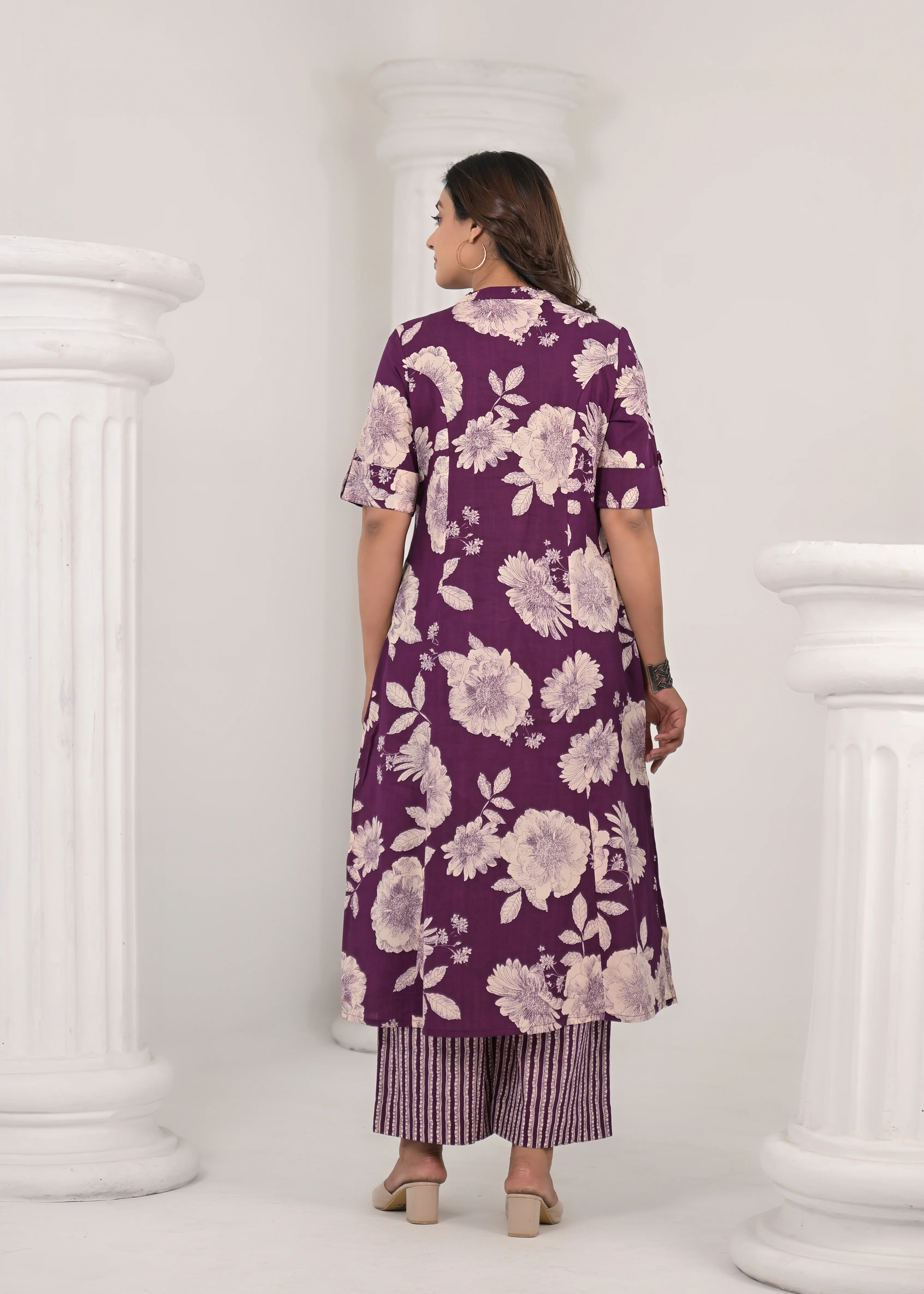 SNEHA ORCHID COTTON KURTA PANT SET - Image 4