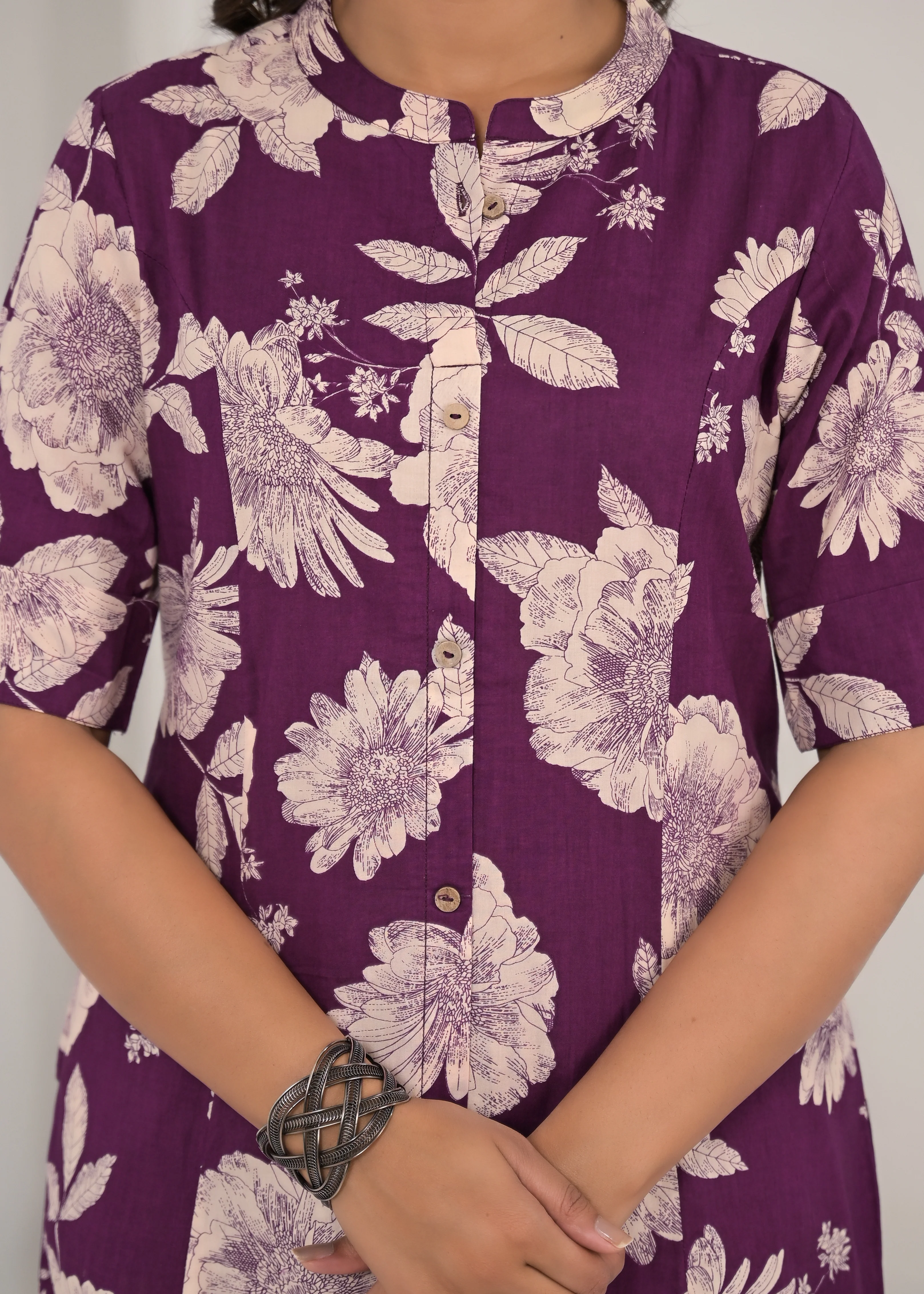 SNEHA ORCHID COTTON KURTA PANT SET - Image 6