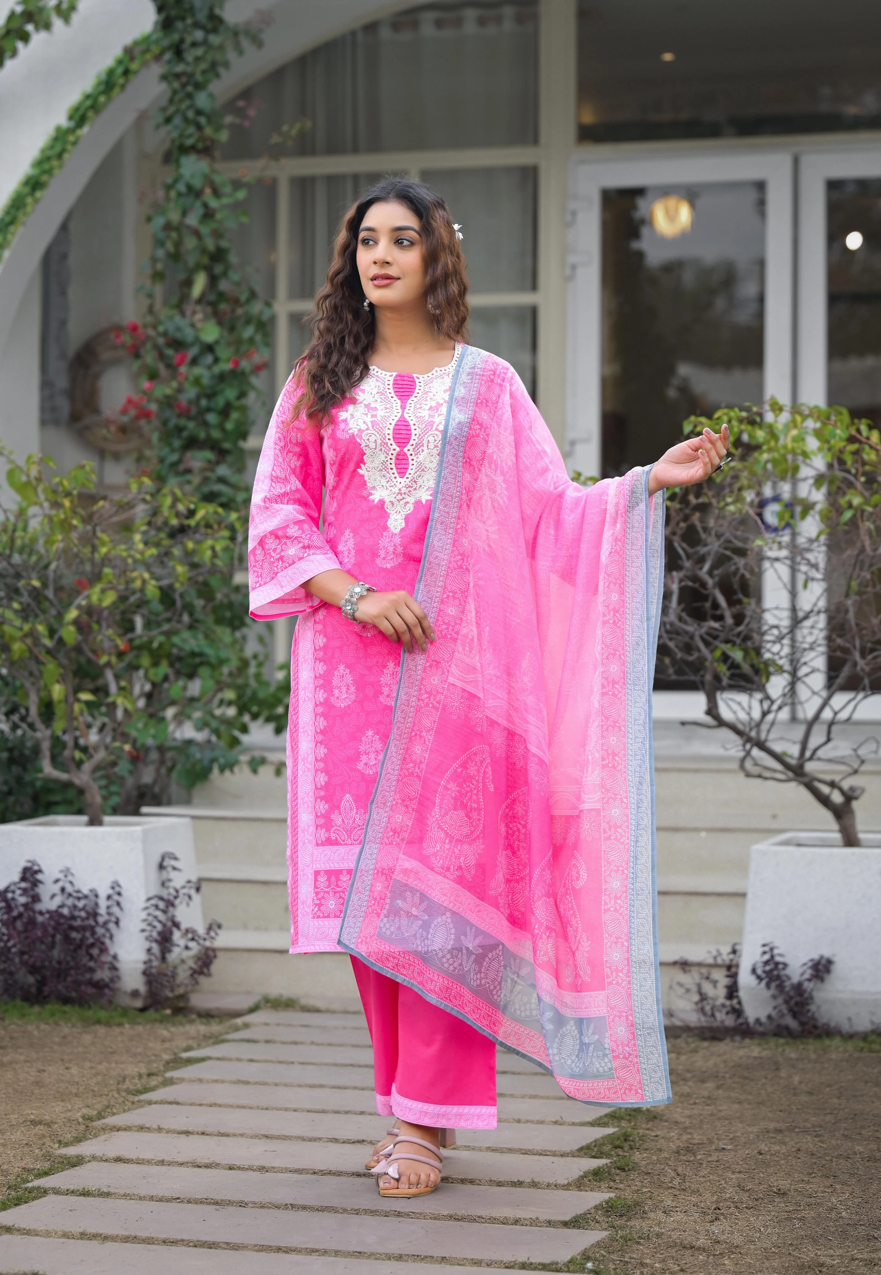 Tridhara Rose Cotton suit set - Image 2