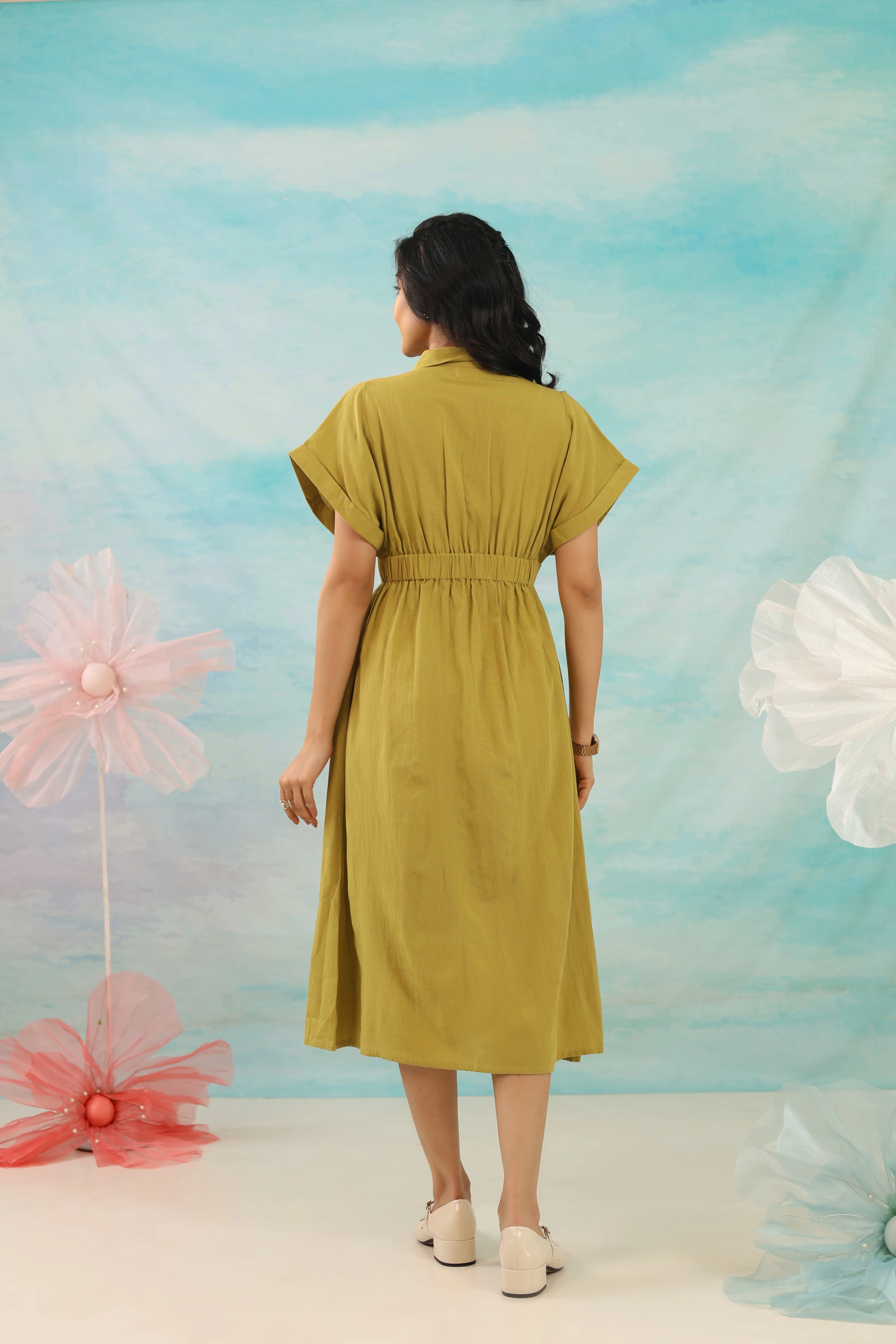 Purna Pine Pure Cotton Tie up dress - Image 3