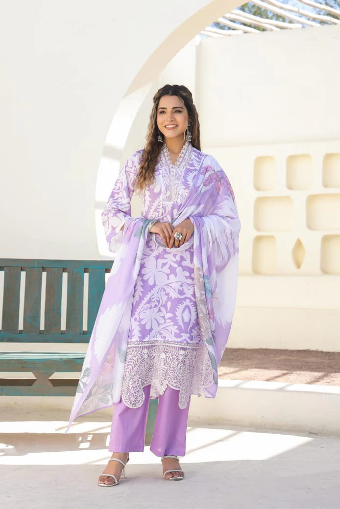 Tridhara Orchid Cotton Suit Set - Image 5