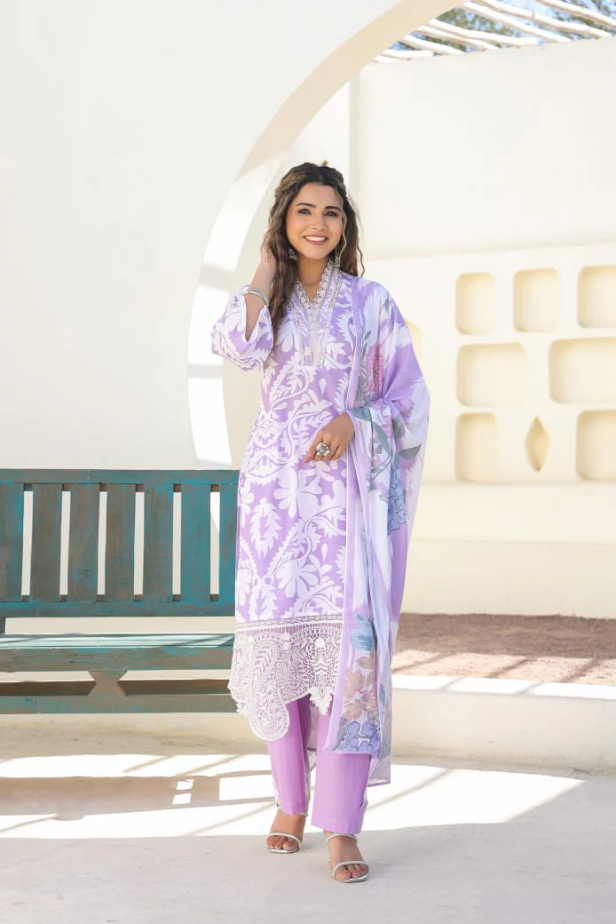Tridhara Orchid Cotton Suit Set - Image 6