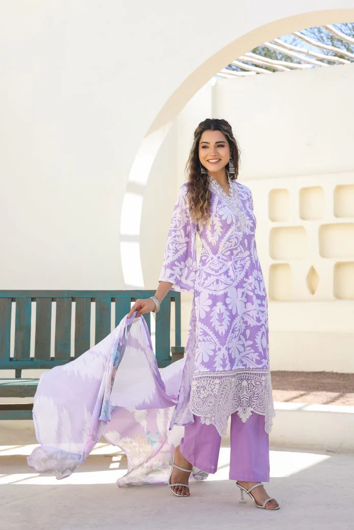 Tridhara Orchid Cotton Suit Set - Image 7