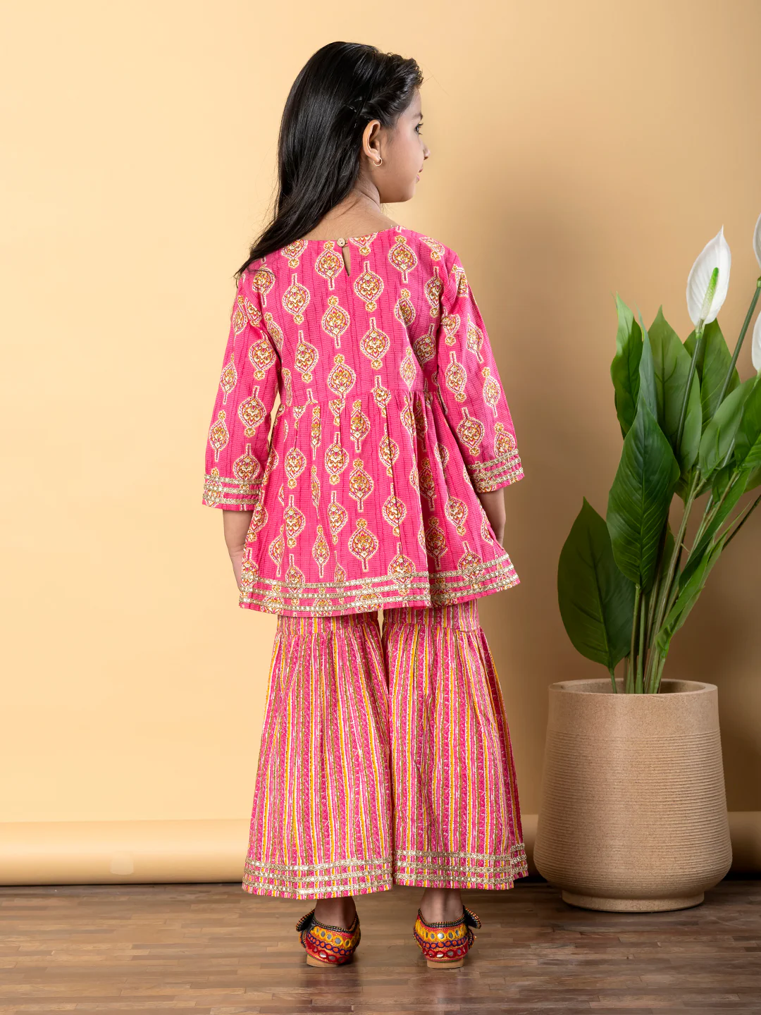 Indra Rani Kids Pure cotton Kurta Sharara Set - Image 3