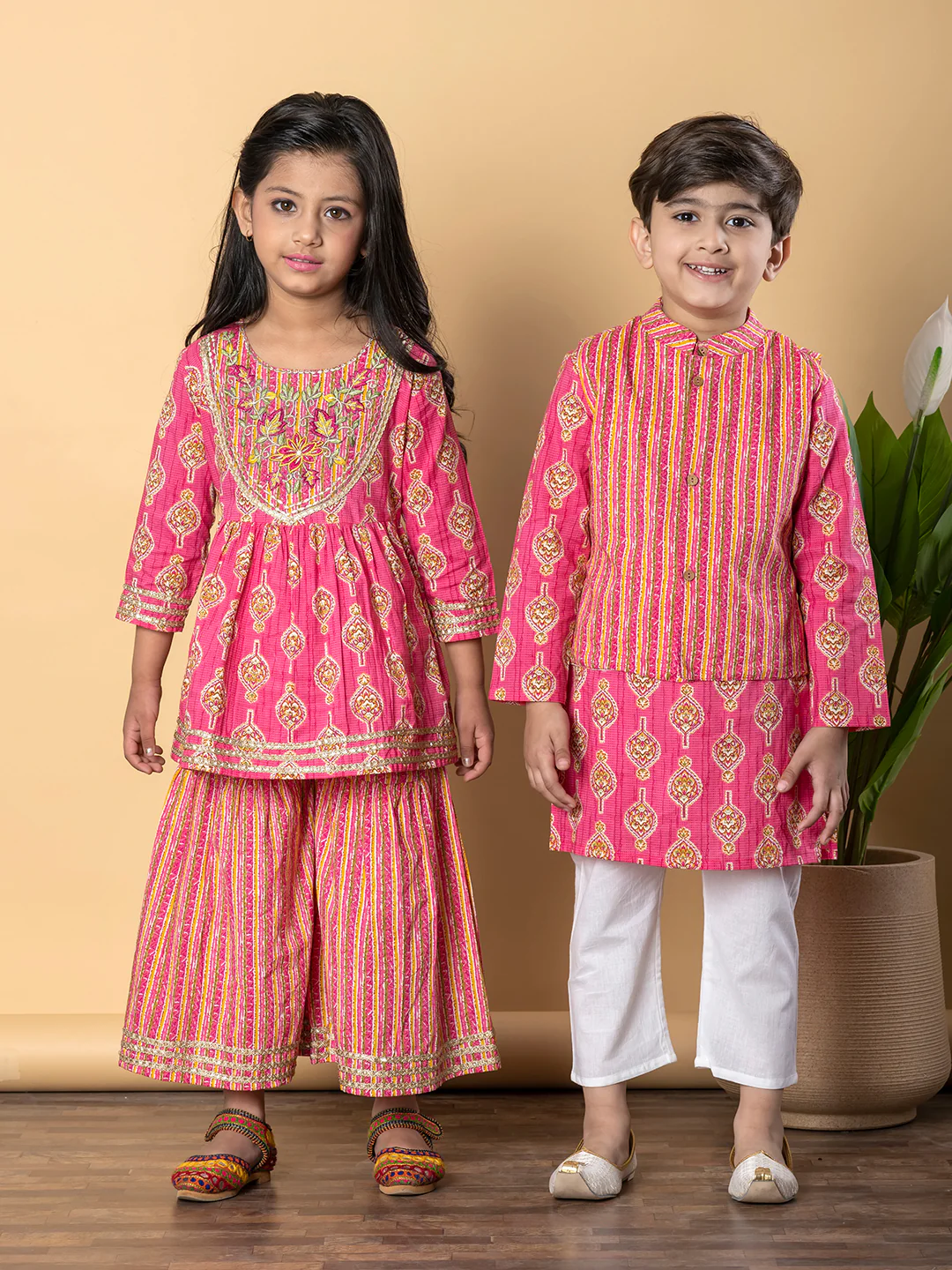 Indra Rani Kids Pure cotton Kurta Sharara Set - Image 6