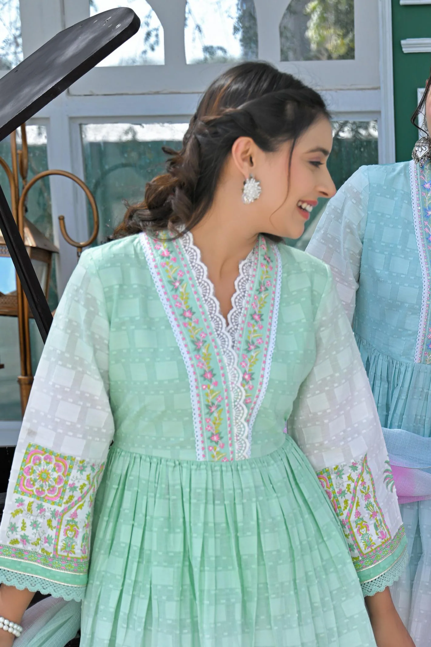 Tridhara Minty Cotton Suit Set - Image 2