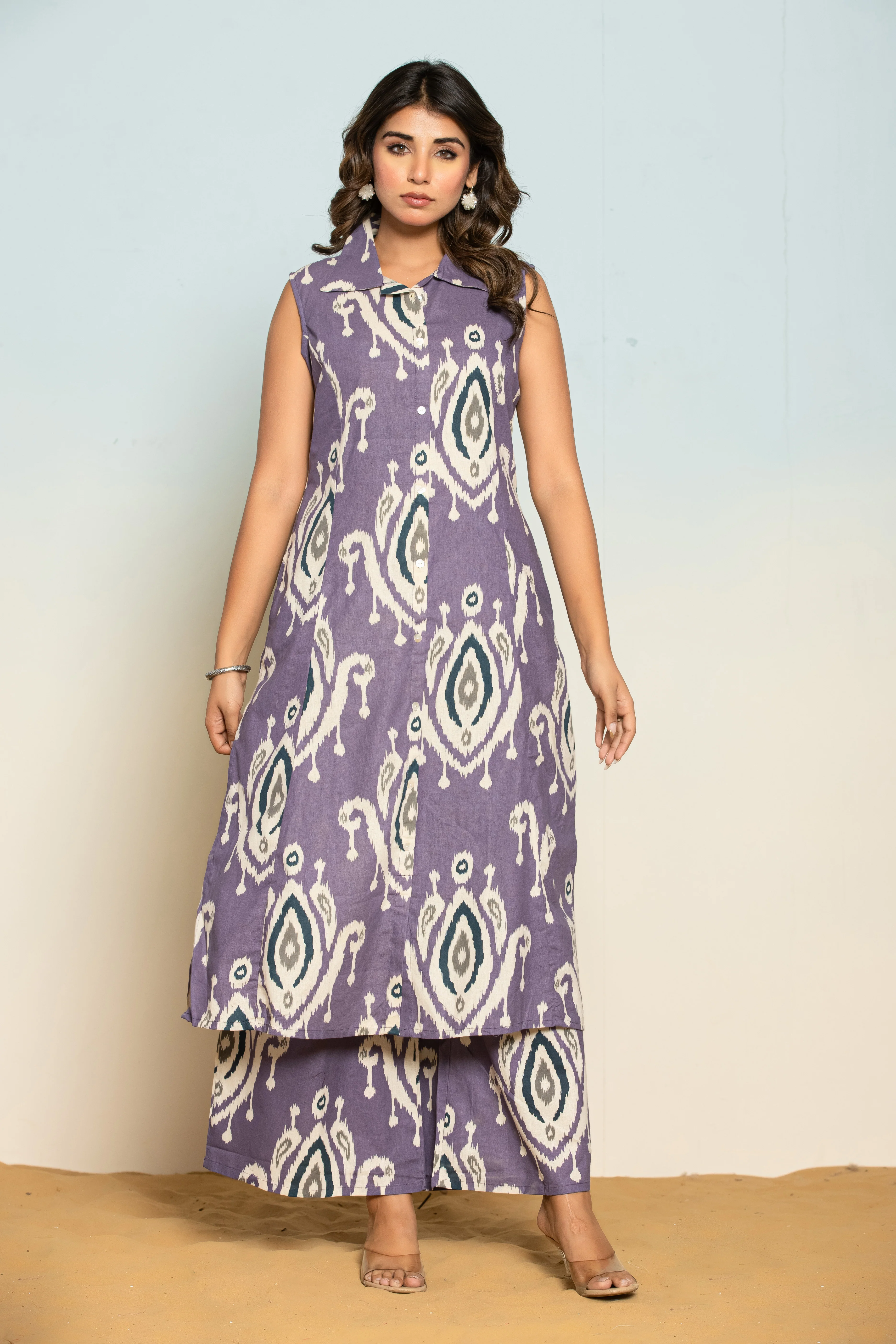 ITI INDIGO COTTON KURTA PANT SET - Image 4