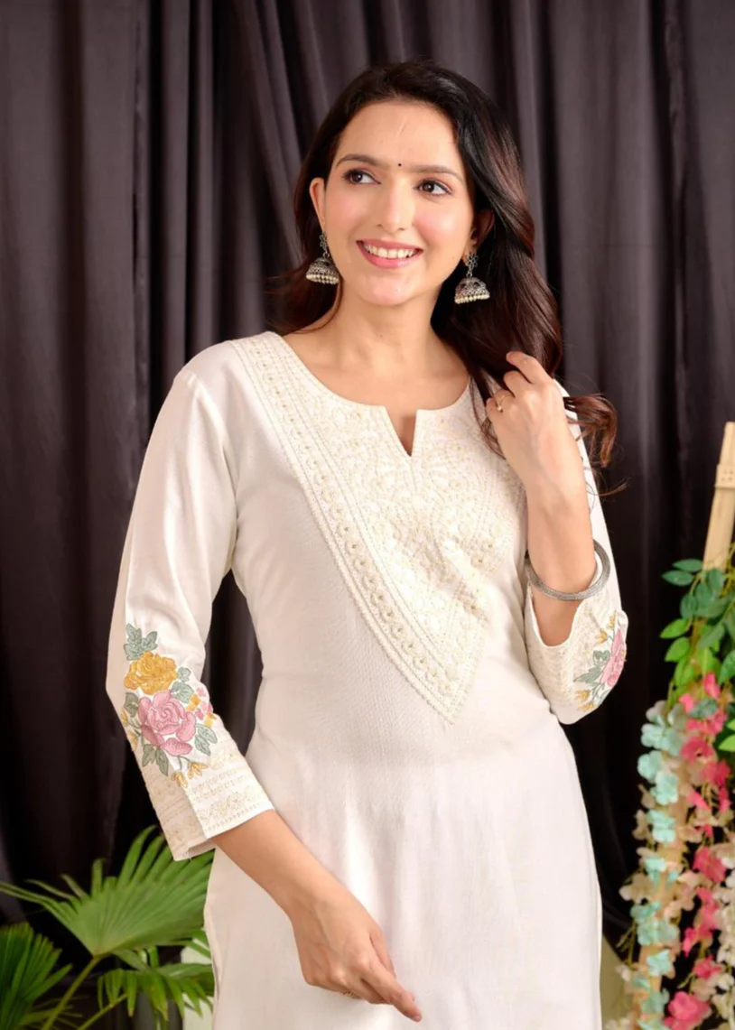 Rajhans frost embroidery Cotton Kurti - Image 2