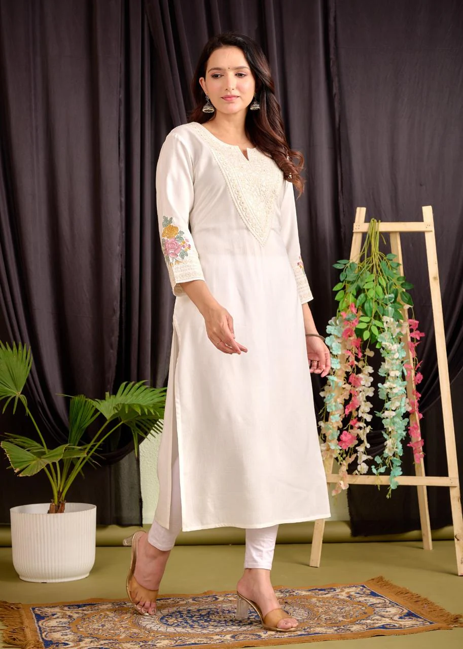 Rajhans frost embroidery Cotton Kurti - Image 3