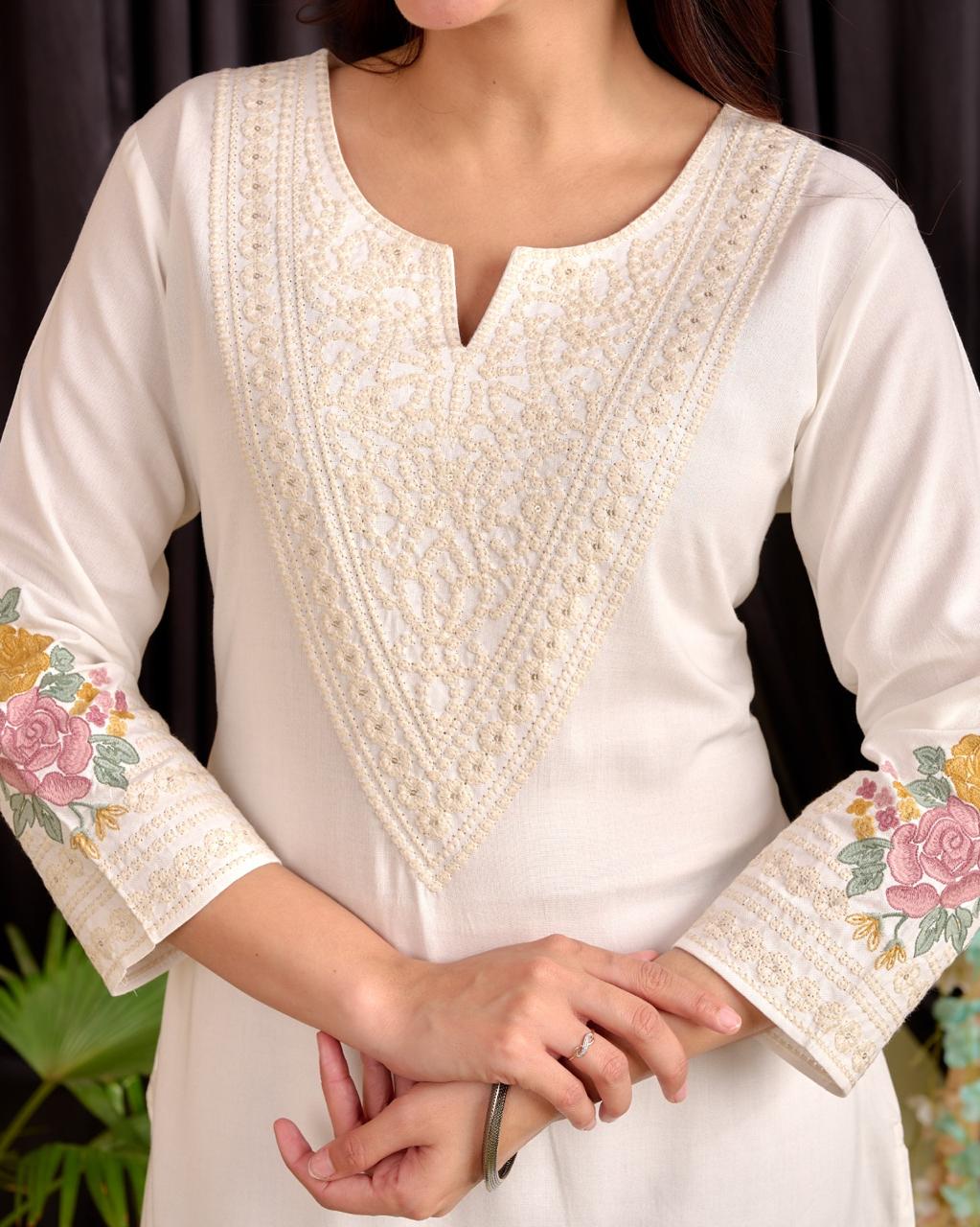 Rajhans frost embroidery Cotton Kurti - Image 4