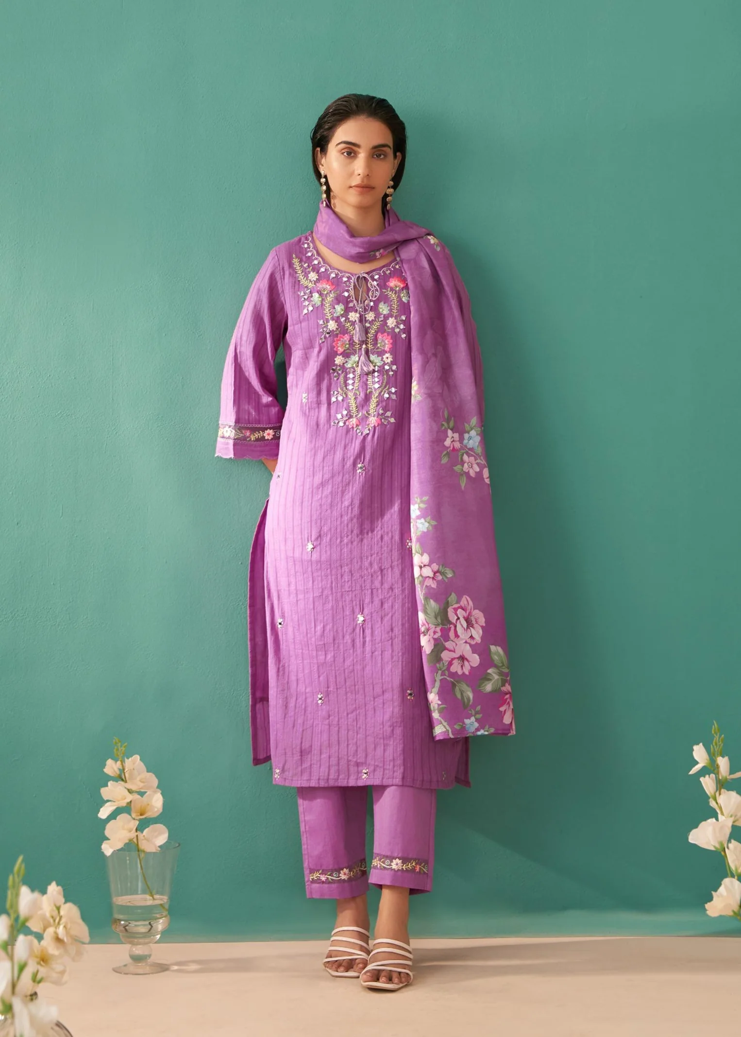 Nadira Orchid Embroidery Suit Set - Image 4