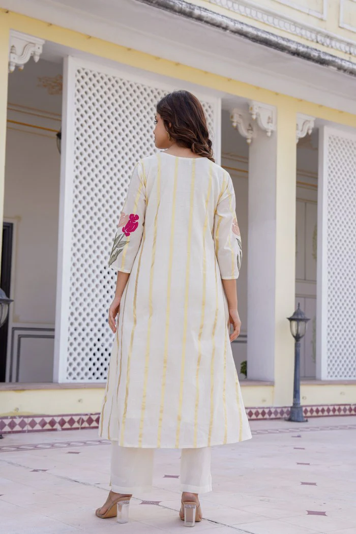 Manjula Walnut Cotton Kurta Pant Set - Image 3