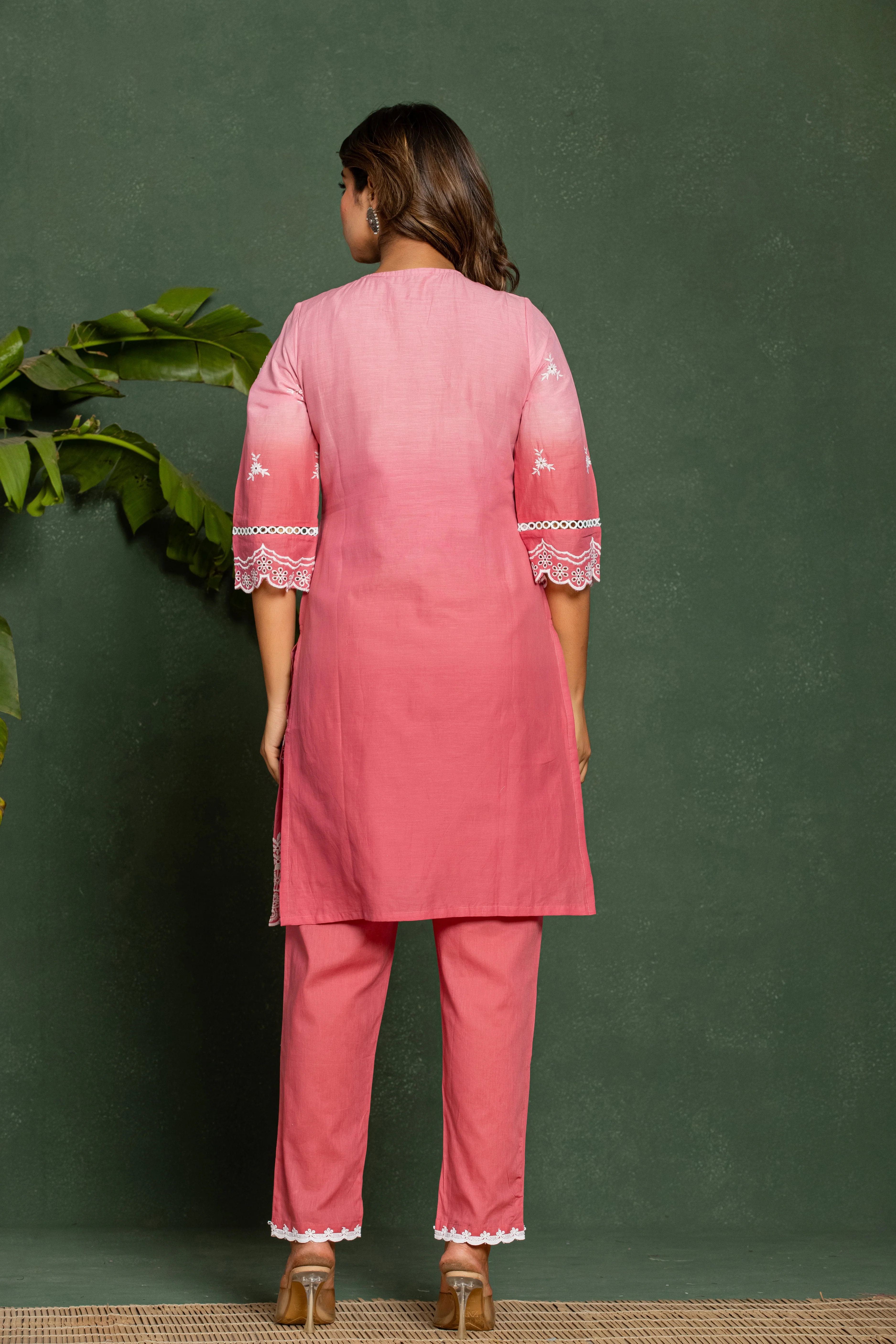 Anumeha Blush embroidered Cotton Co-ord Set - Image 3