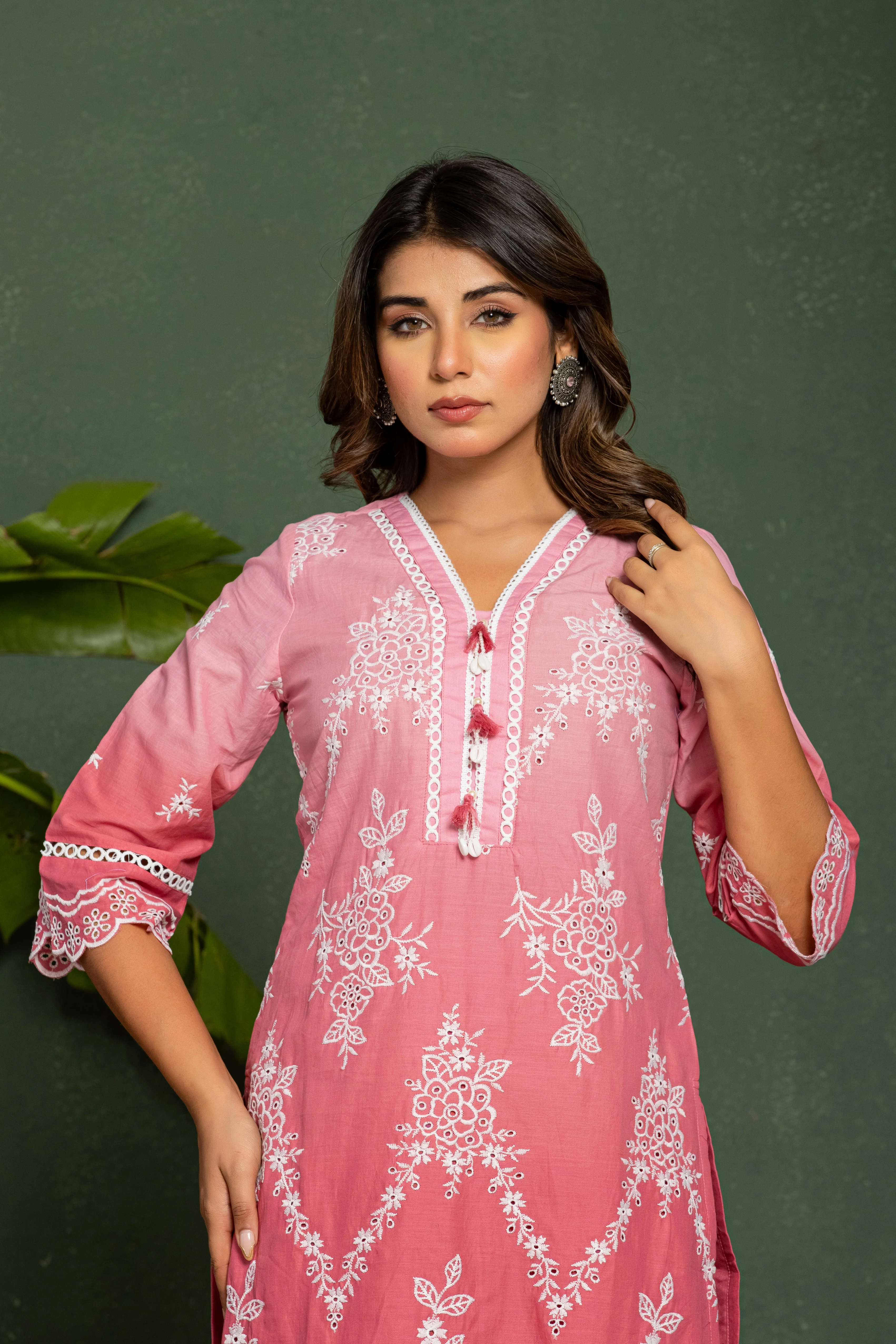 Anumeha Blush embroidered Cotton Co-ord Set - Image 6