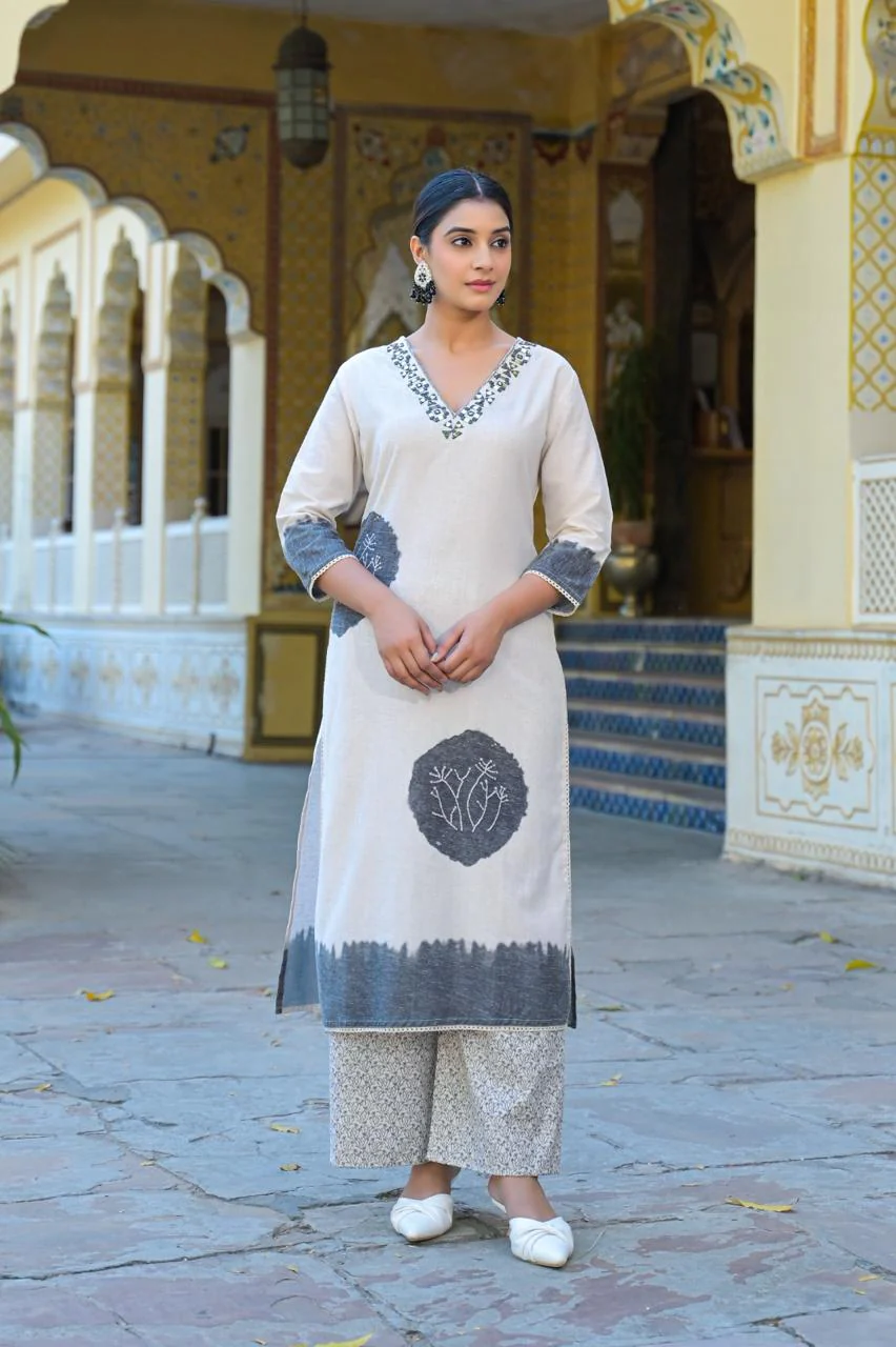 Bhakti charcoal cotton suit set - Image 5