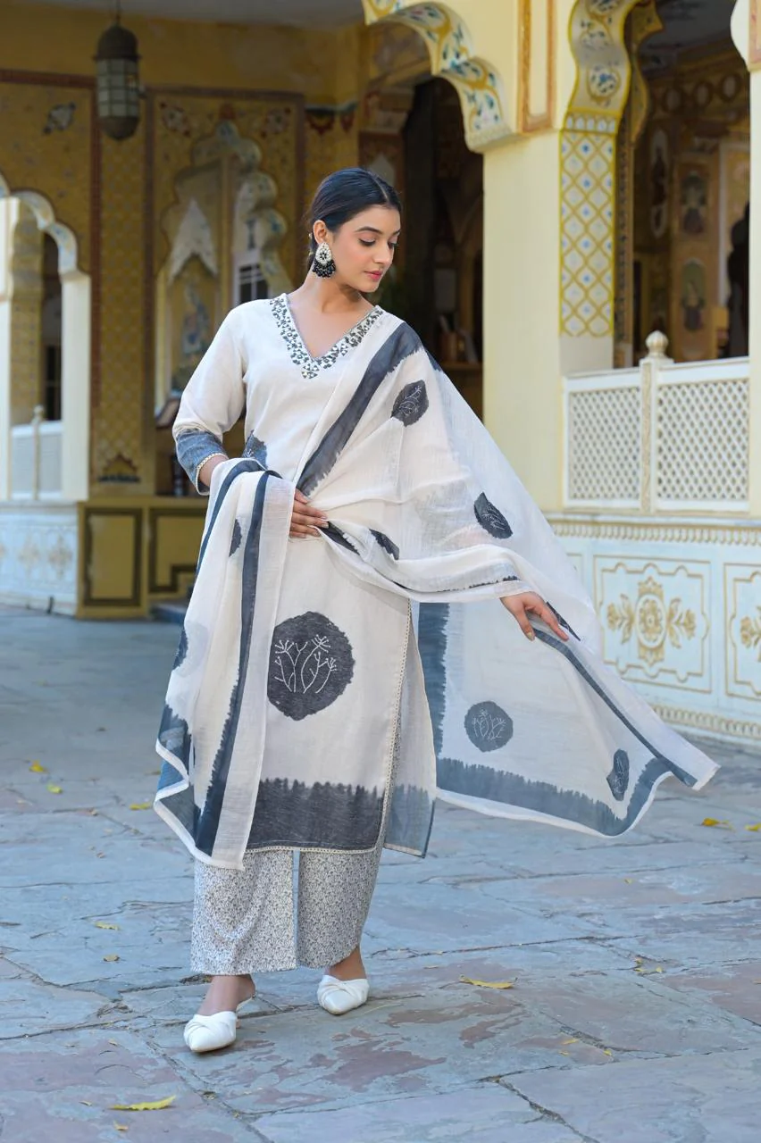 Bhakti charcoal cotton suit set - Image 6