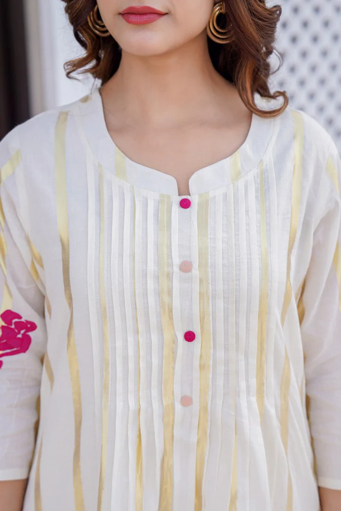 Manjula Walnut Cotton Kurta Pant Set - Image 7