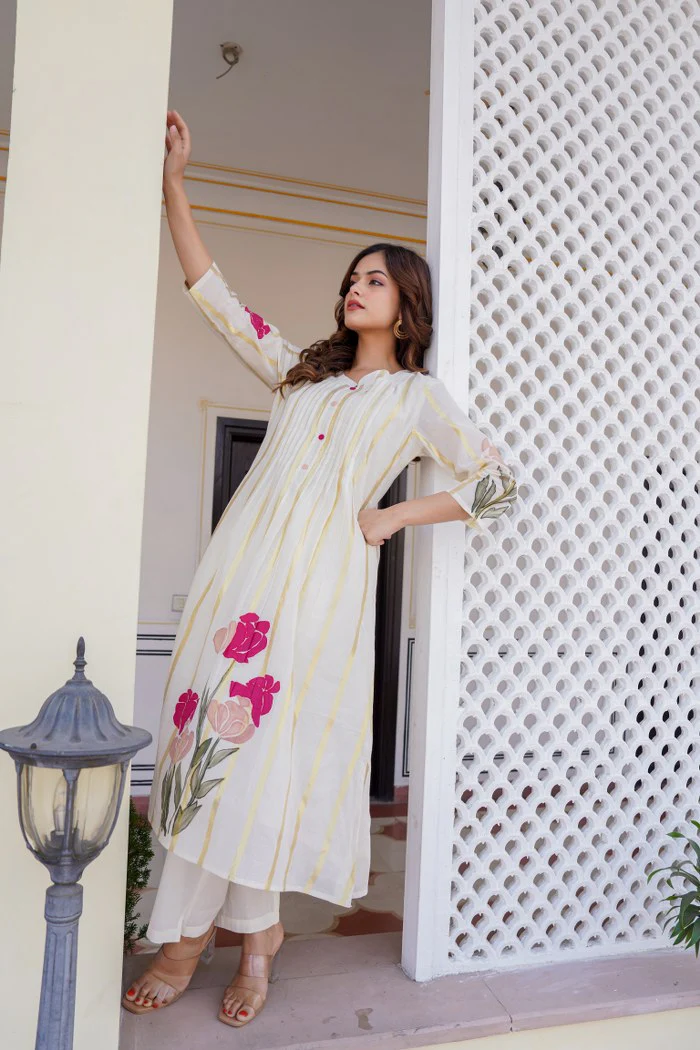 Manjula Walnut Cotton Kurta Pant Set - Image 8