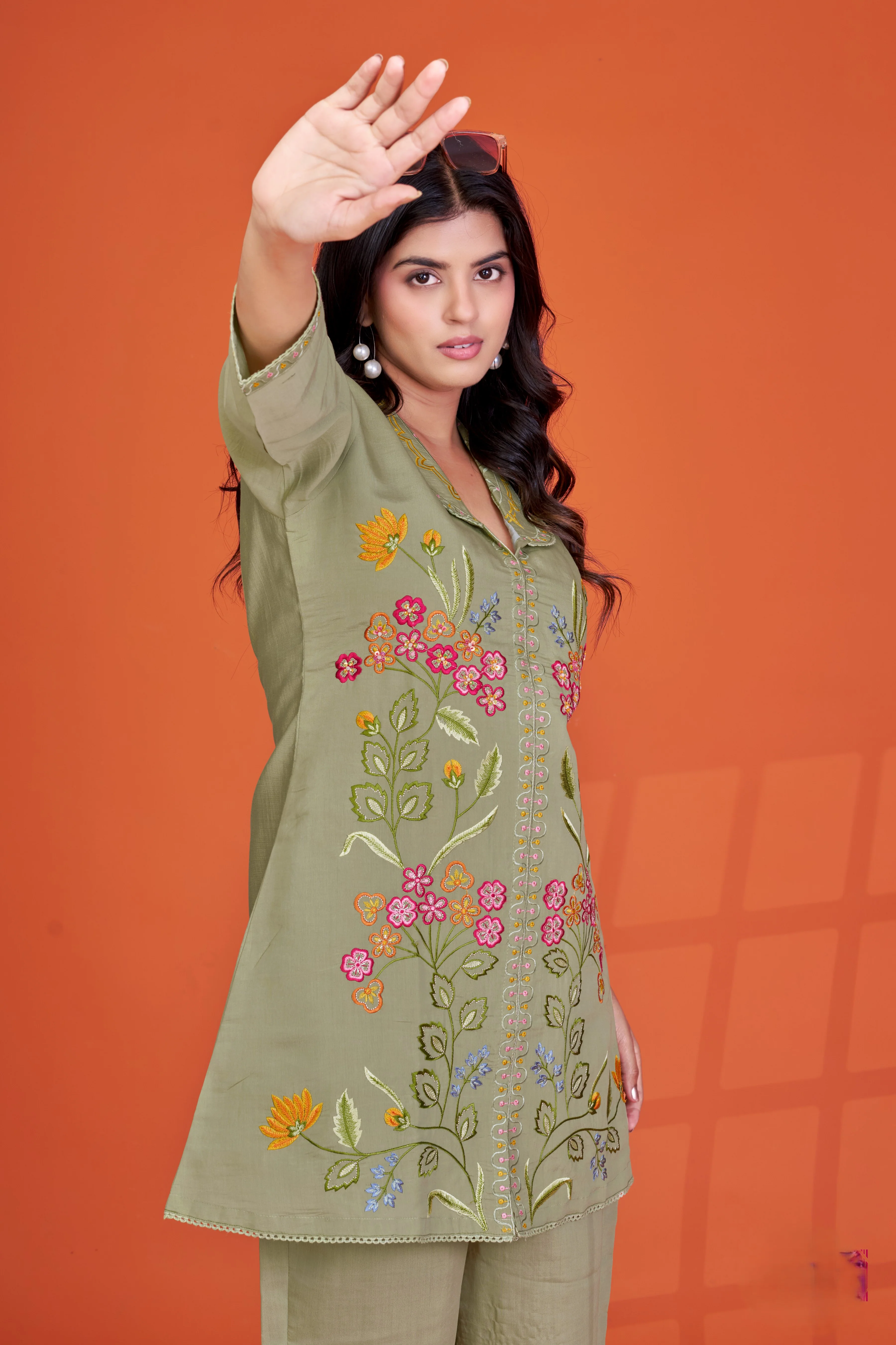 Darika Sage embroidery co-ord set - Image 2