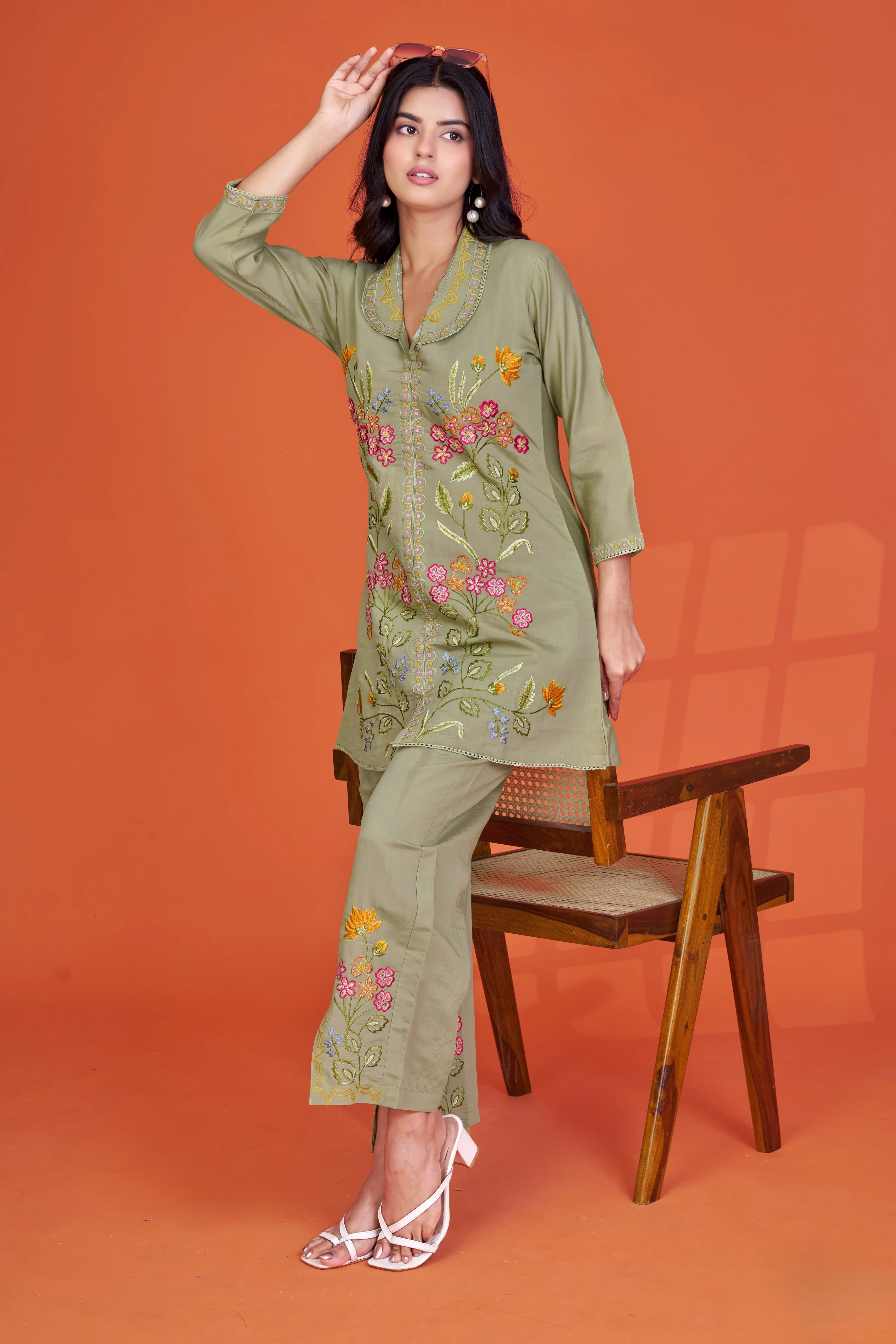 Darika Sage embroidery co-ord set - Image 6