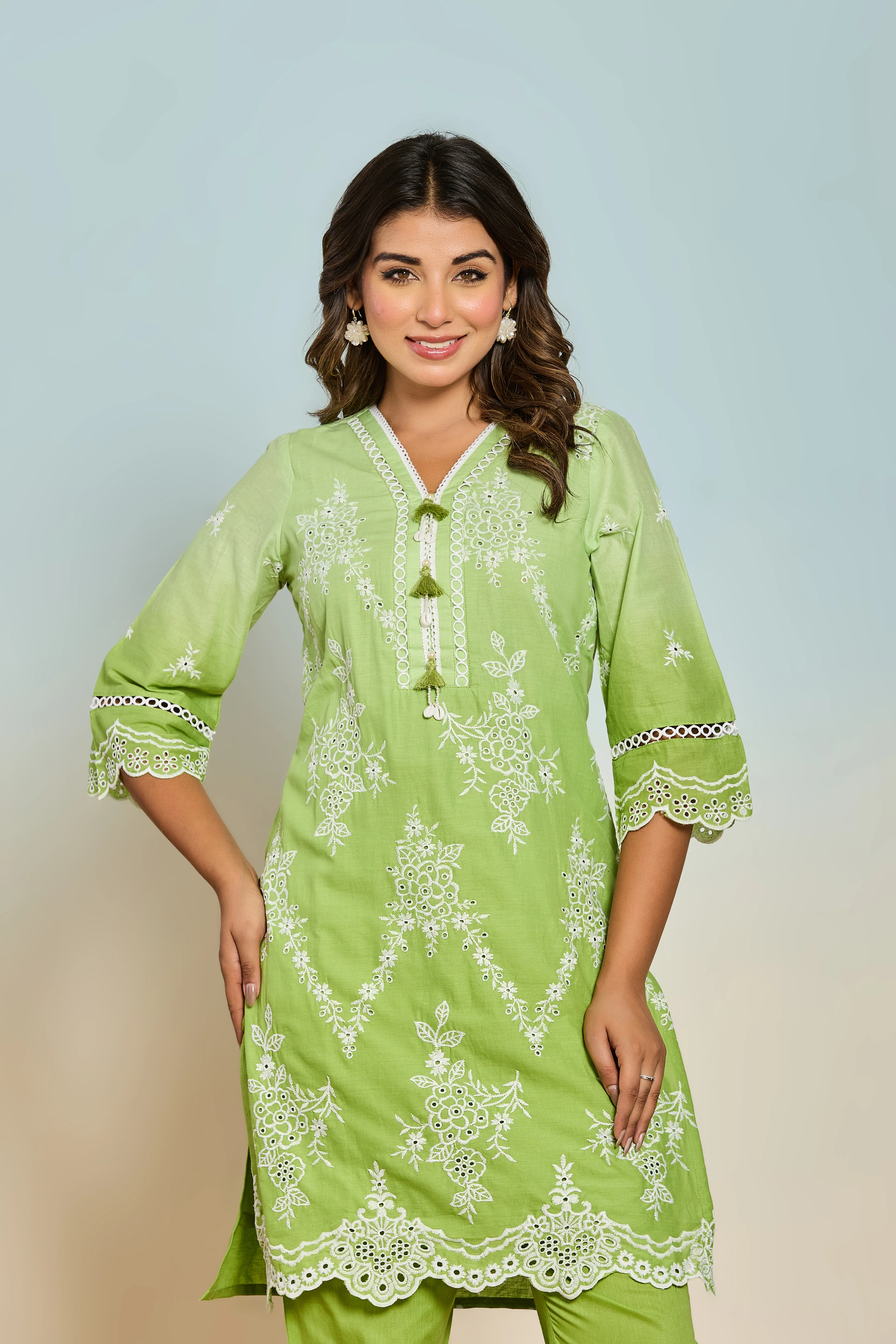 Anumeha Fern 2 Embroidered Cotton Co-ord Set - Image 2