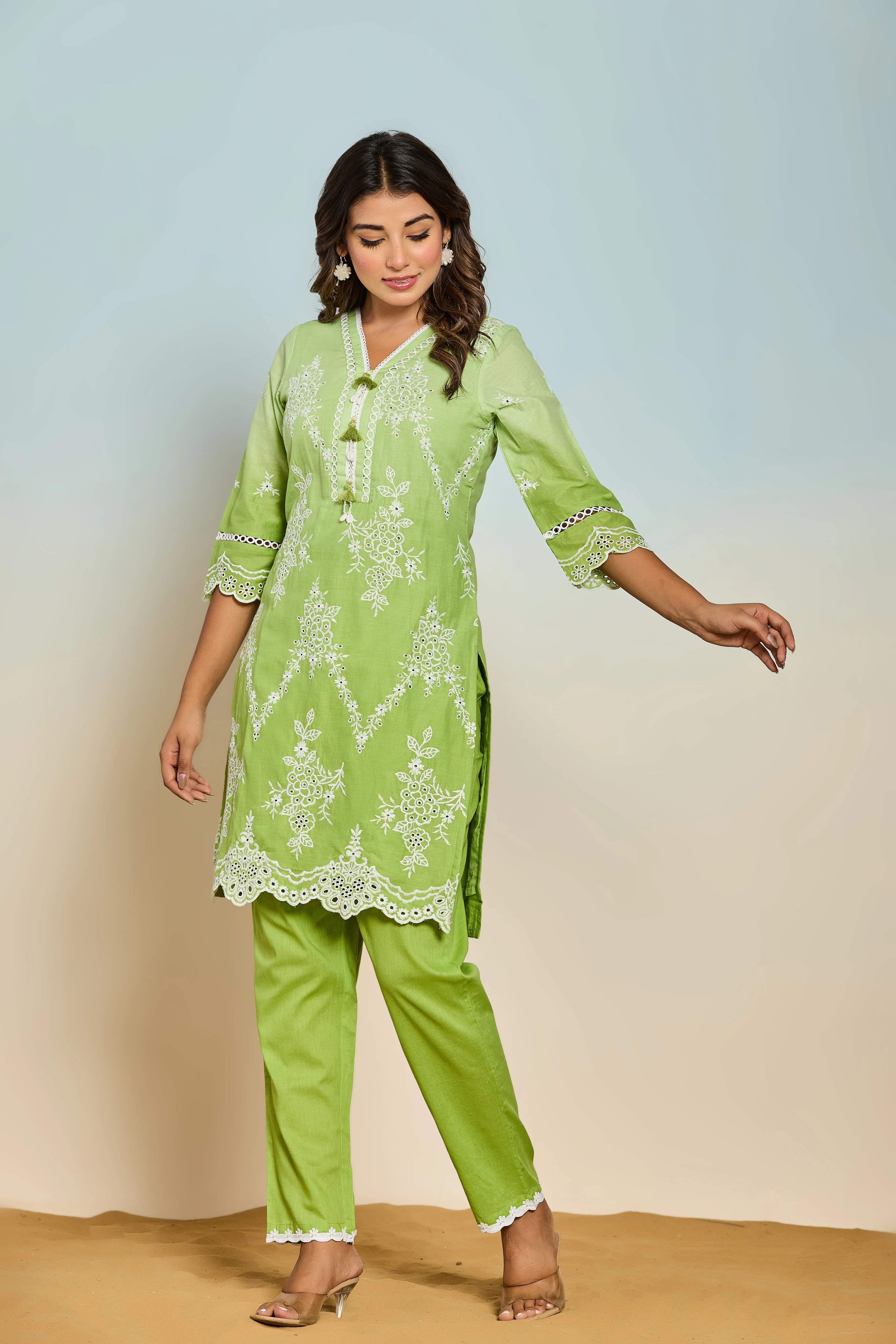 Anumeha Fern 2 Embroidered Cotton Co-ord Set - Image 6