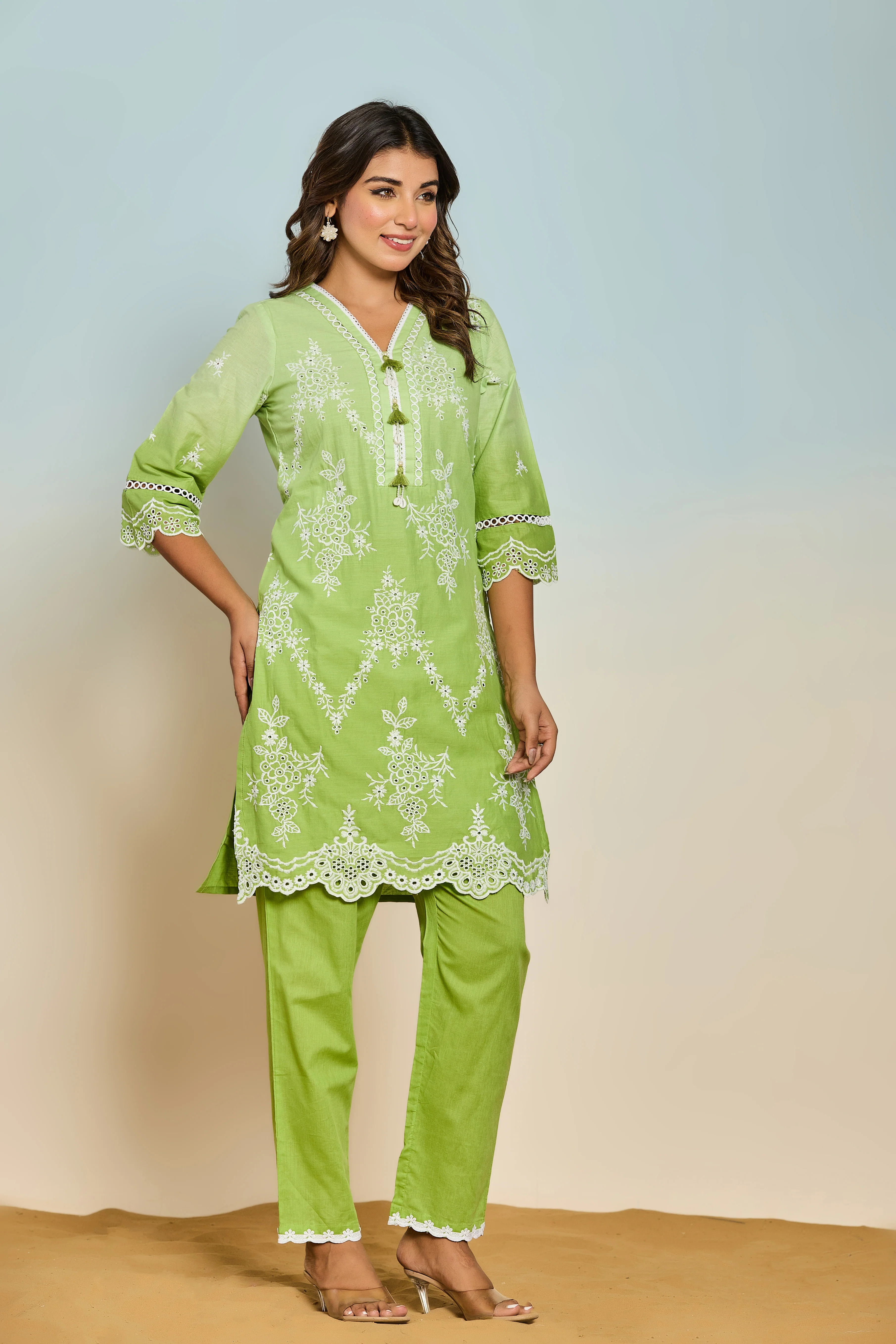 Anumeha Fern 2 Embroidered Cotton Co-ord Set - Image 7