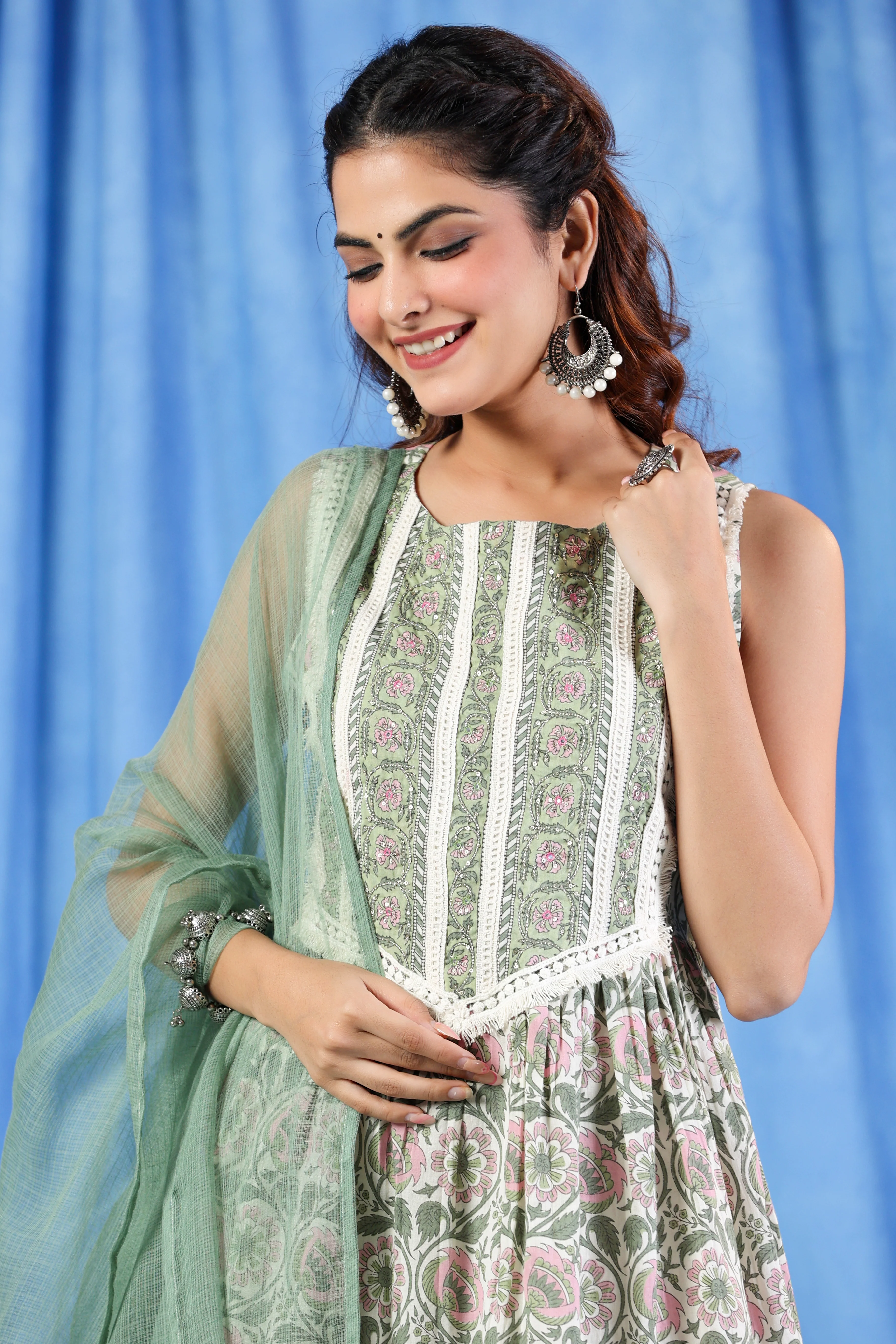 Pavitra moss cotton sharara suit set - Image 2