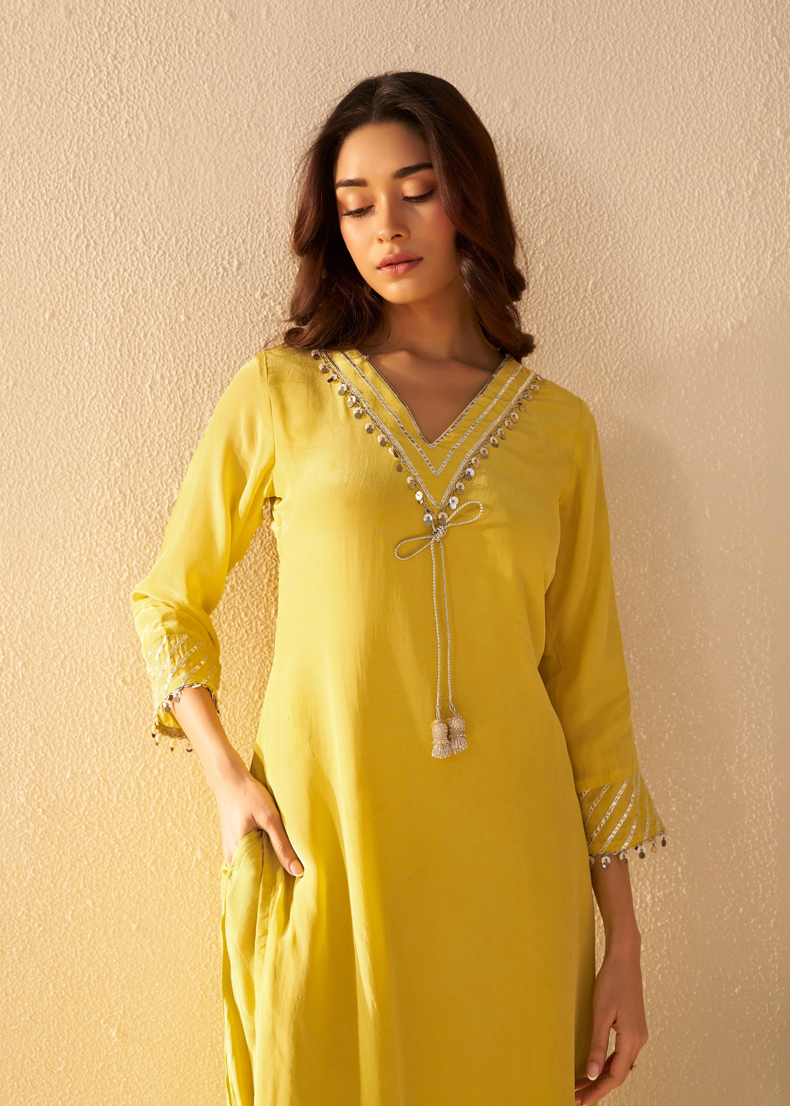 Albeli Lemon Applique work Premium suit set - Image 2