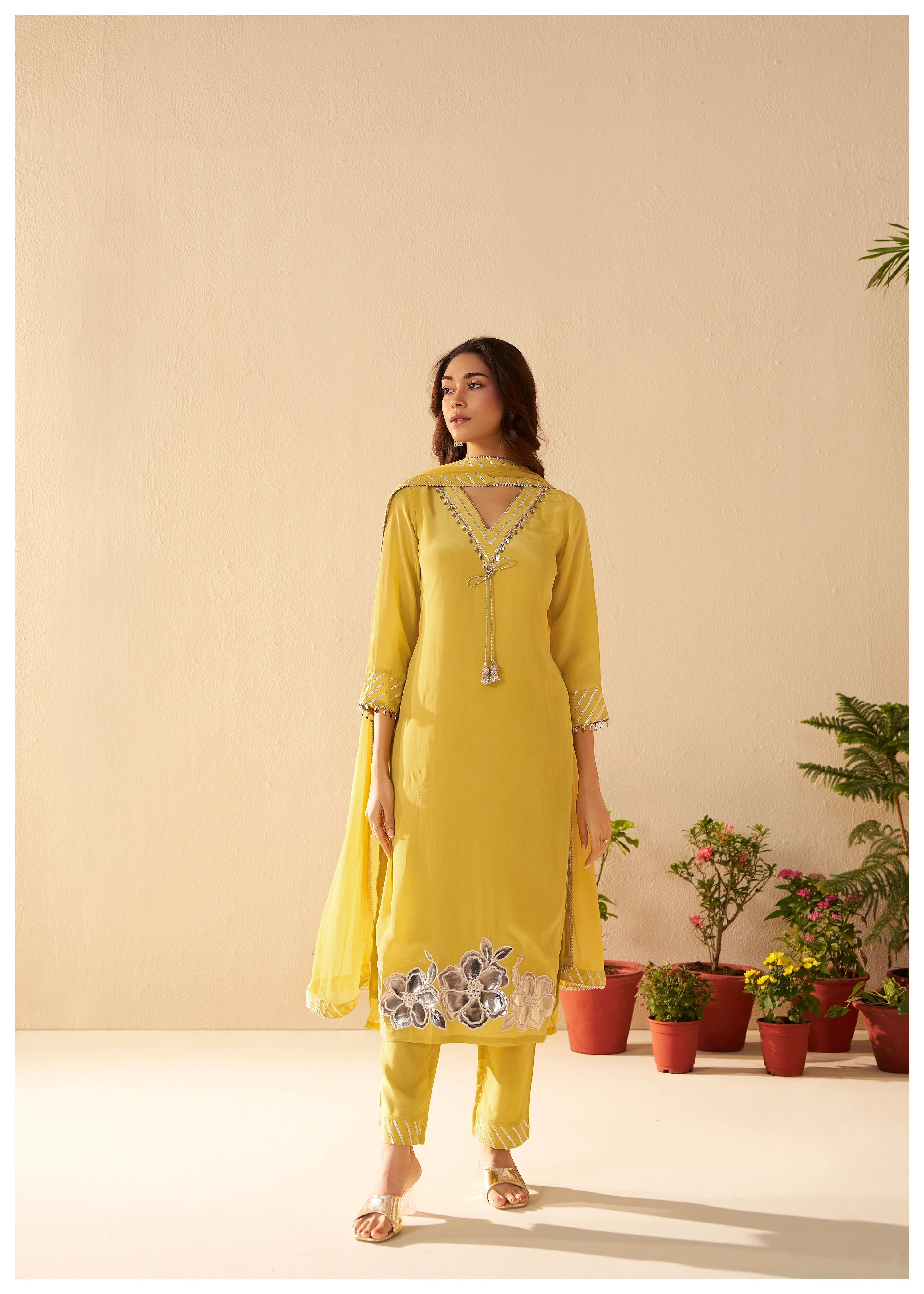 Albeli Lemon Applique work Premium suit set - Image 5