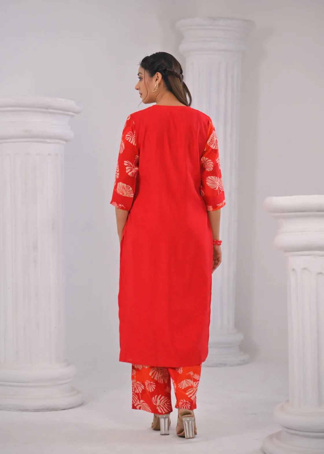 SNEHA CARDINAL KURTA PANT SET - Image 3