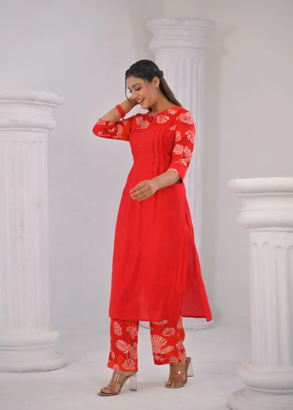SNEHA CARDINAL KURTA PANT SET - Image 4
