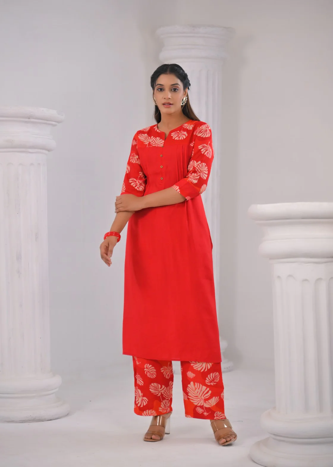 SNEHA CARDINAL KURTA PANT SET - Image 6
