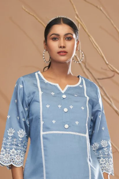 Jaideep Softblue Embroided Co-ord Set - Image 2