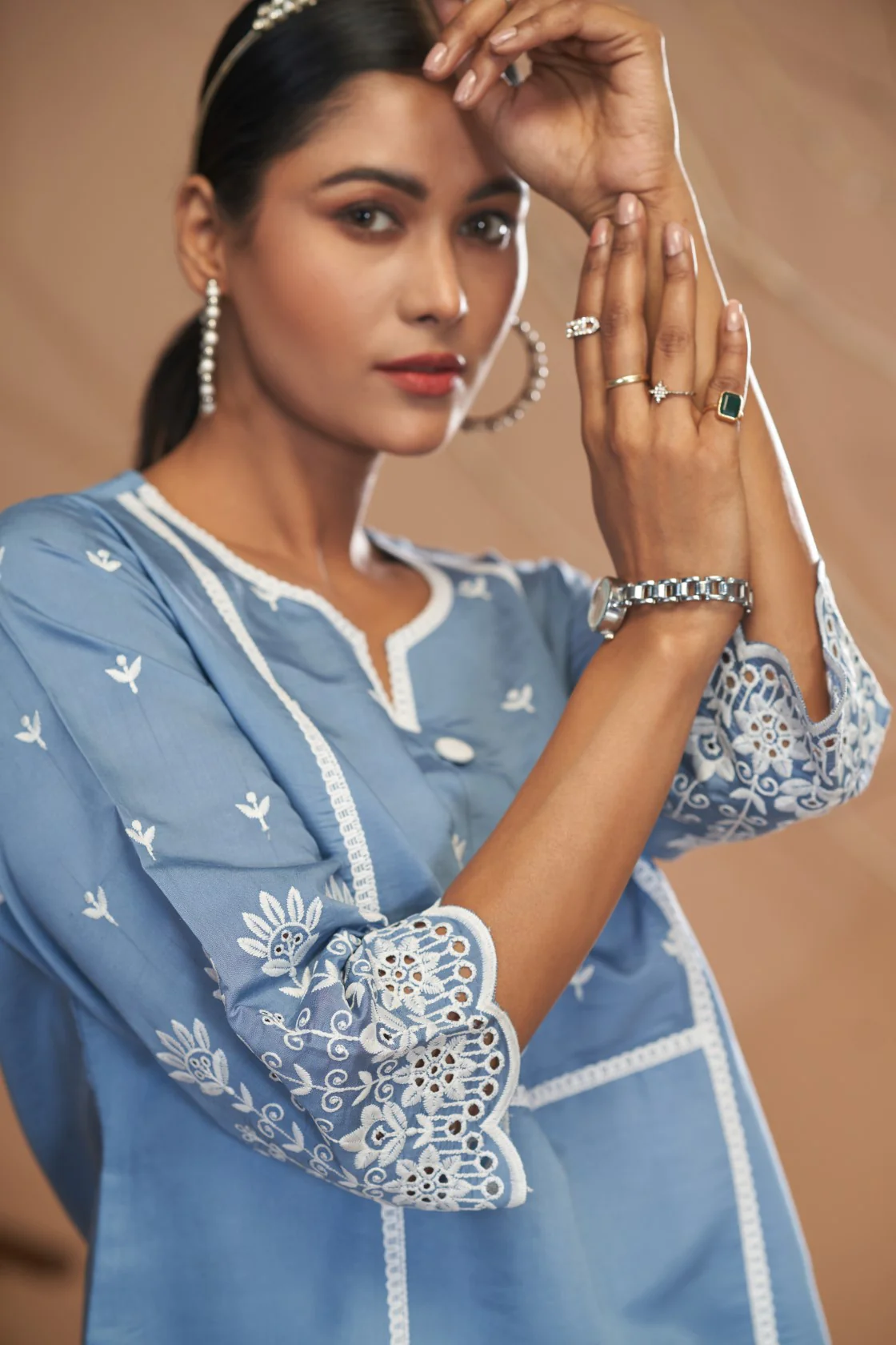 Jaideep Softblue Embroided Co-ord Set - Image 5