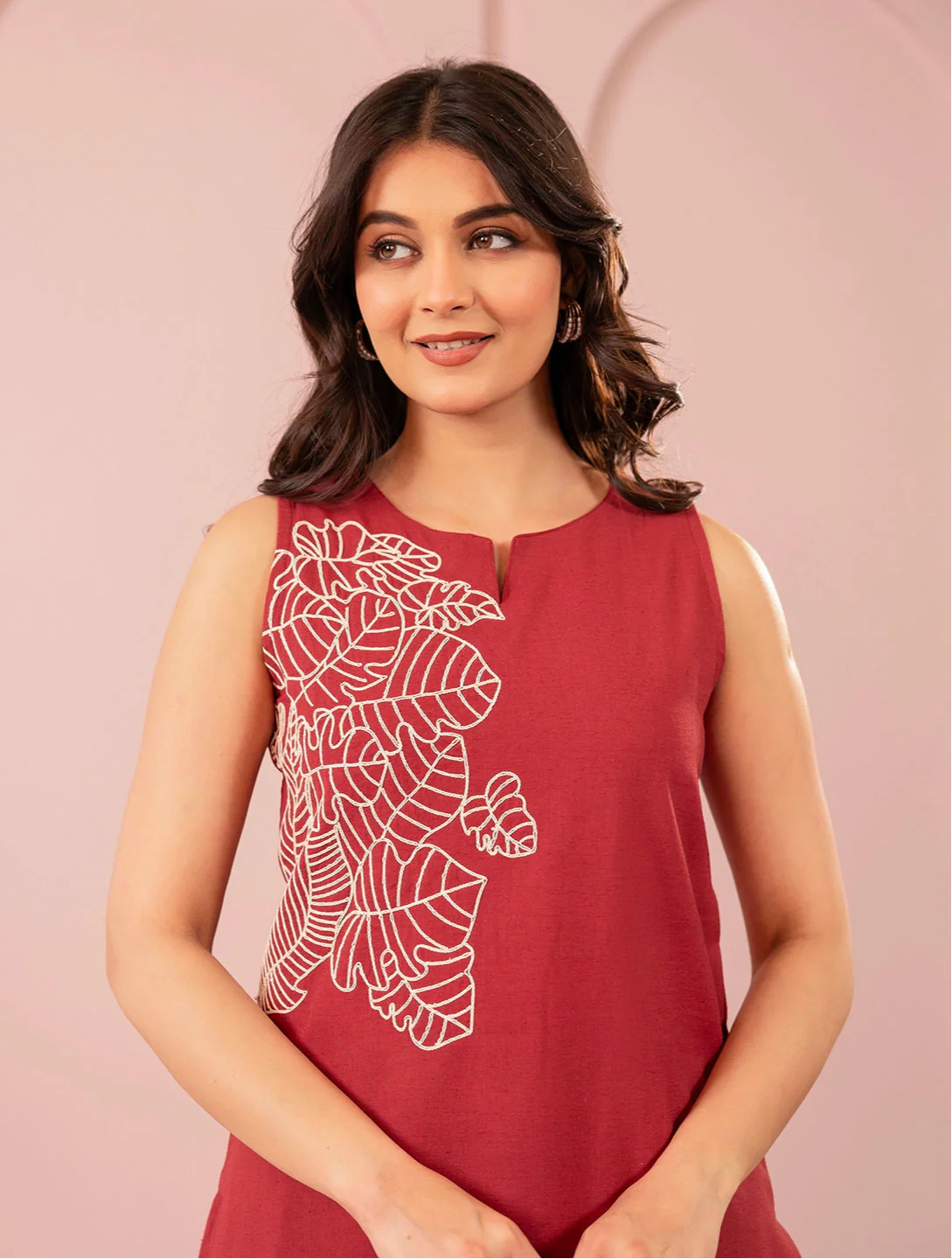 Purna rustic Embroidery cotton Kurta pant set - Image 2