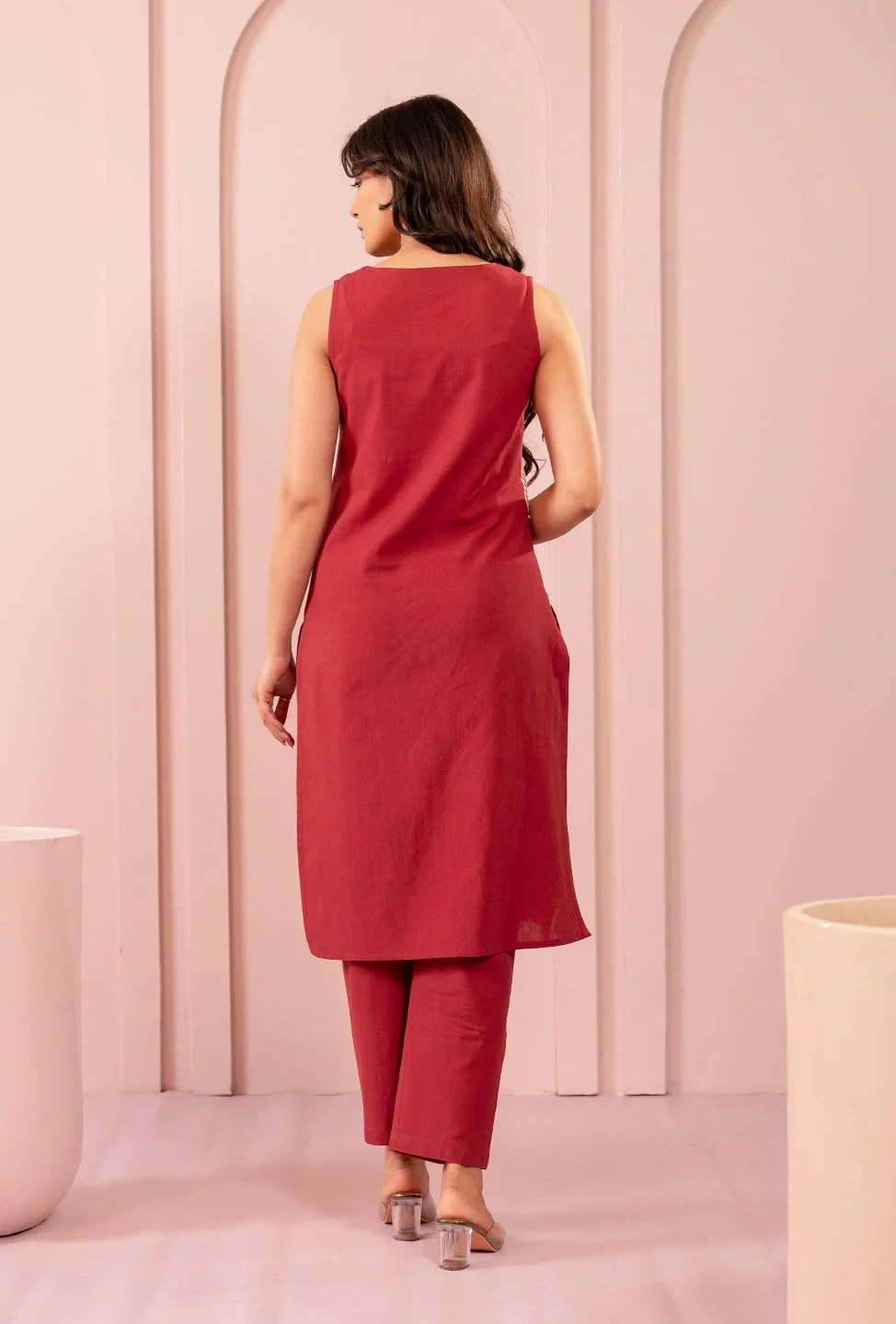 Purna rustic Embroidery cotton Kurta pant set - Image 3