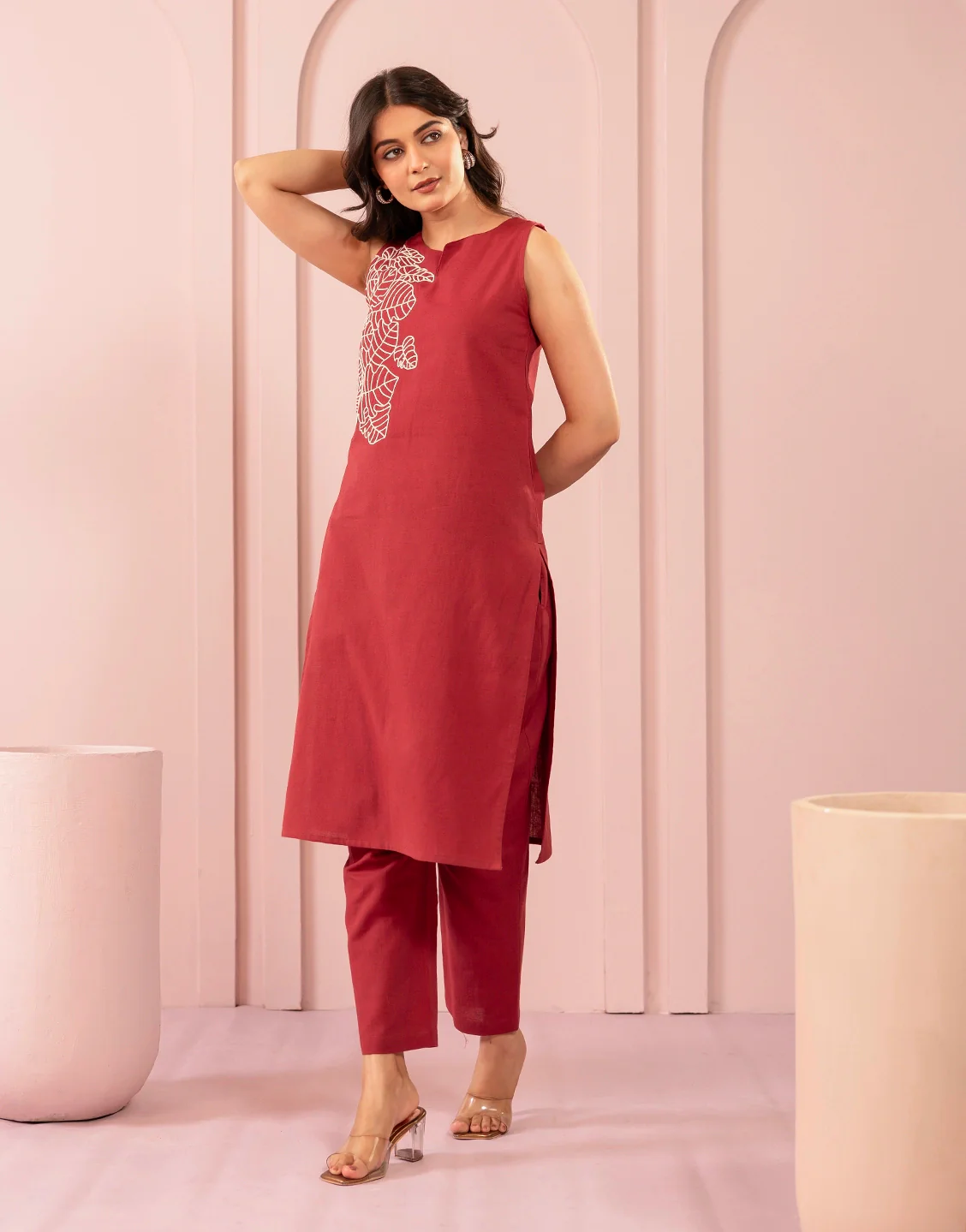 Purna rustic Embroidery cotton Kurta pant set - Image 5