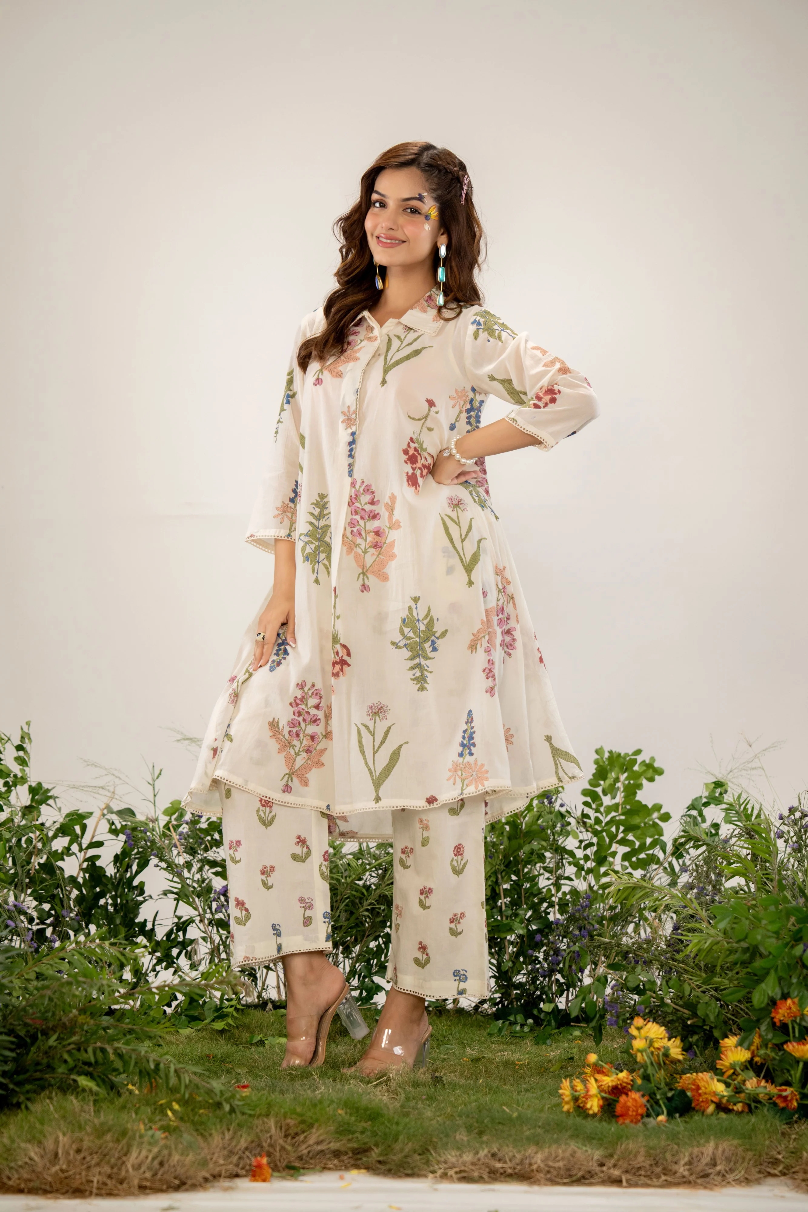 Manjula Pearl Cotton Kurta Pant Set - Image 8