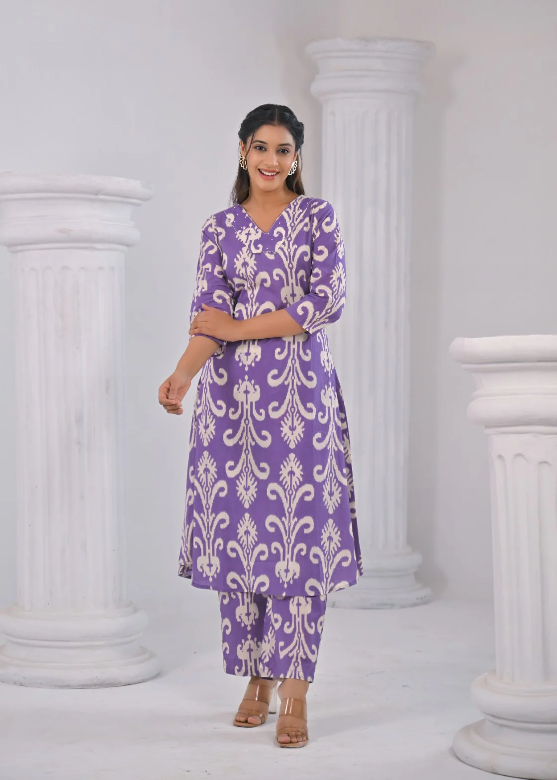 ITI ORCHID COTTON KURTA PANT SET - Image 3