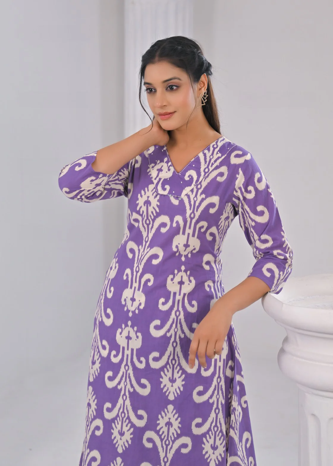 ITI ORCHID COTTON KURTA PANT SET - Image 4