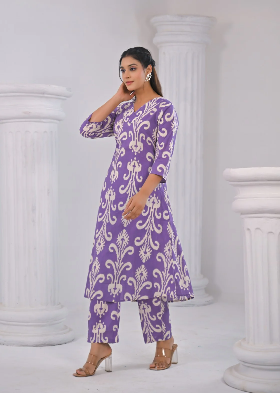 ITI ORCHID COTTON KURTA PANT SET - Image 6
