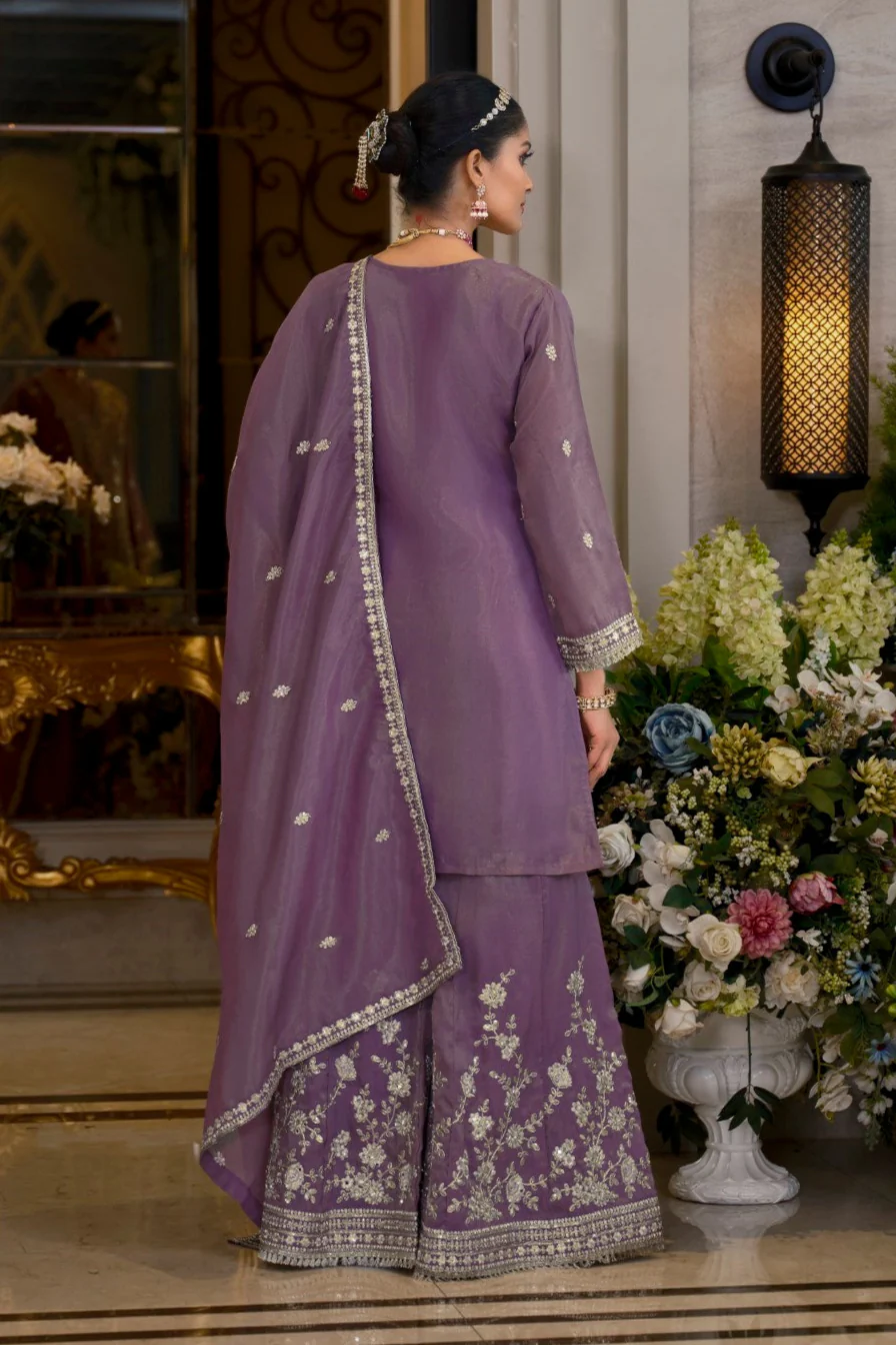 Somwar Orchid Full work Sharara set - Image 3