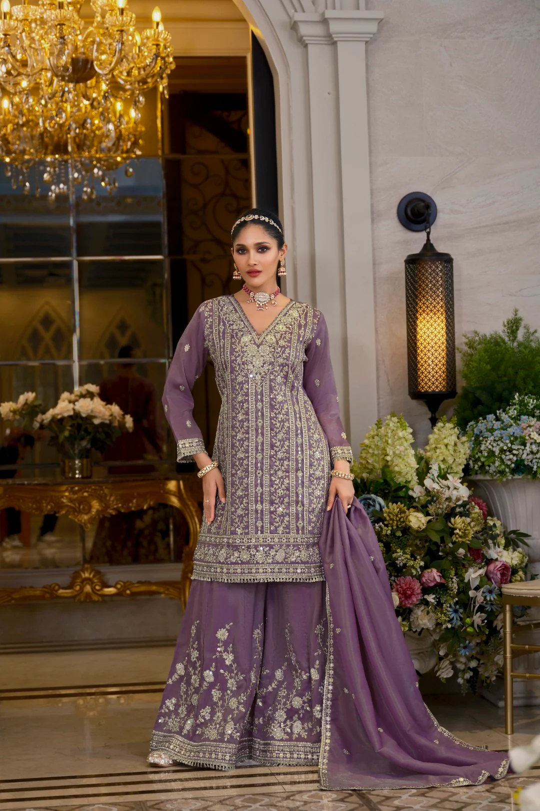 Somwar Orchid Full work Sharara set - Image 4