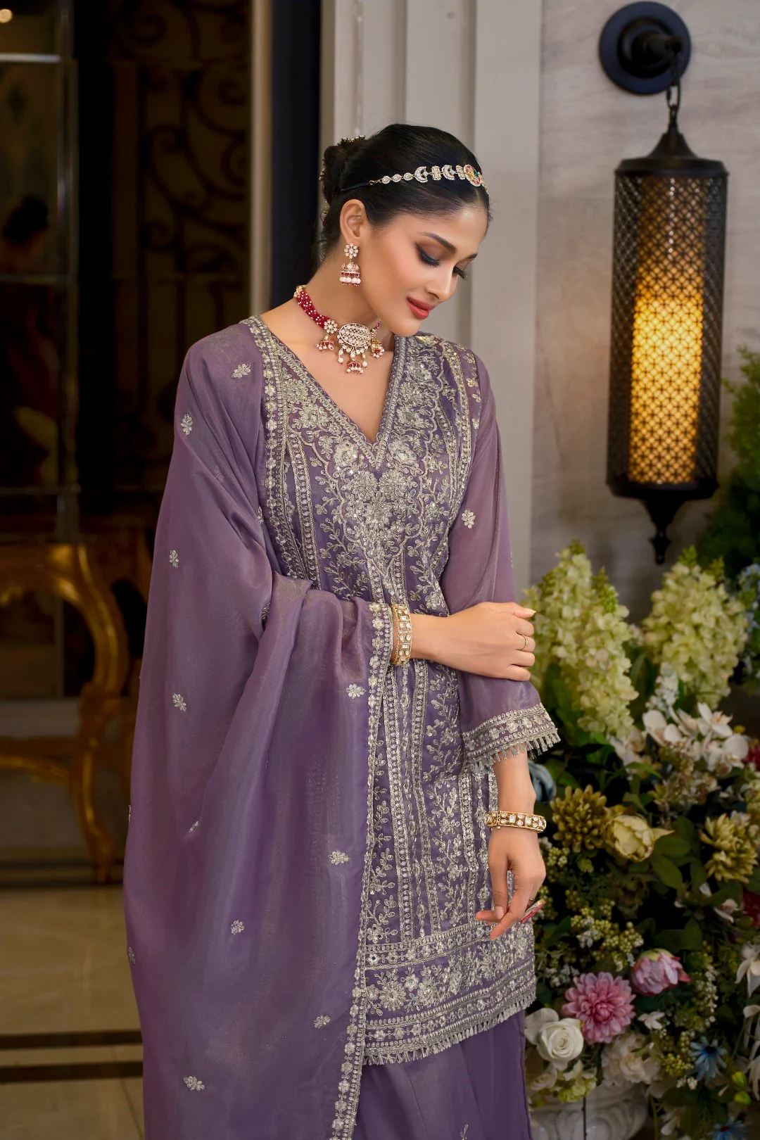 Somwar Orchid Full work Sharara set - Image 5