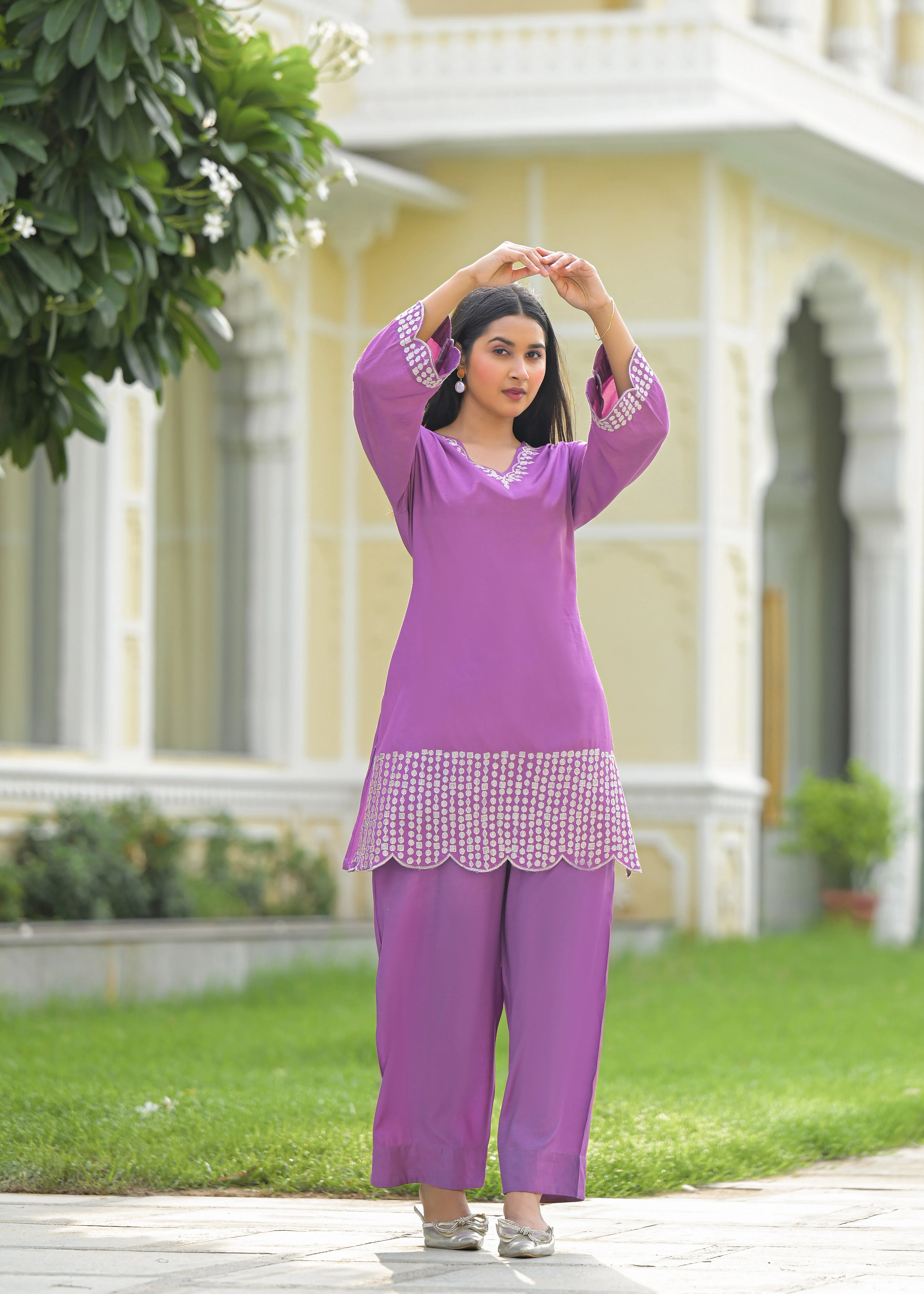 Tina Grape Embroidered Co-ord Set - Image 9
