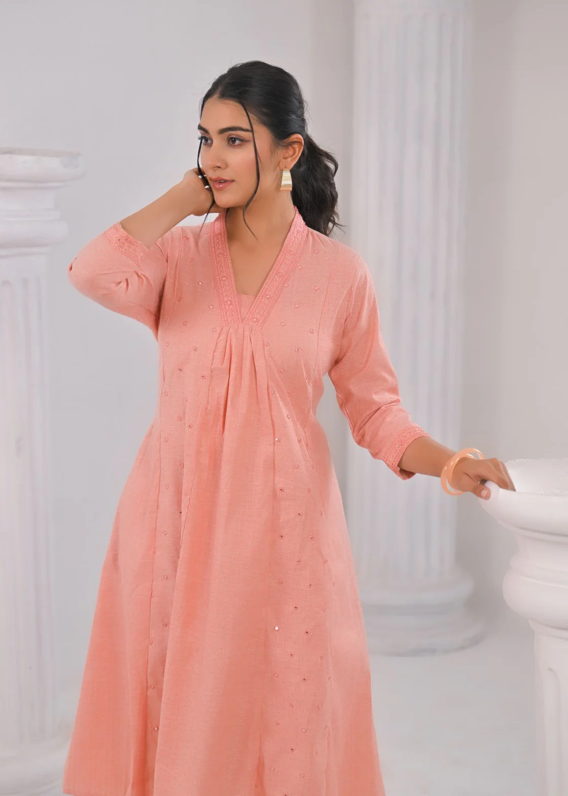 LAYLA BLUSH COTTON KURTA PANT SET - Image 2